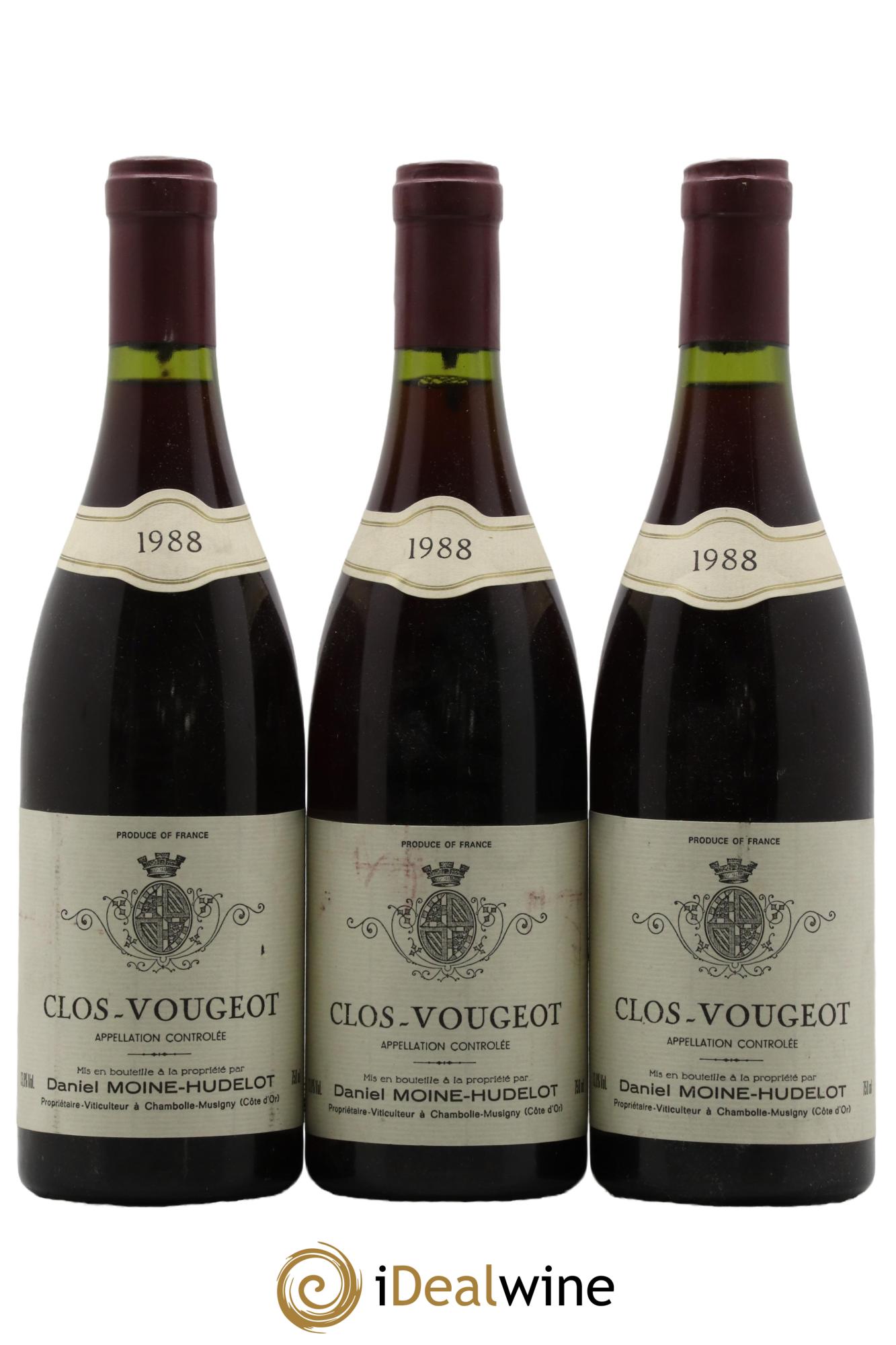 Clos de Vougeot Grand Cru Moine-Hudelot (Domaine) 1988 - Lot de 3 bouteilles - 0