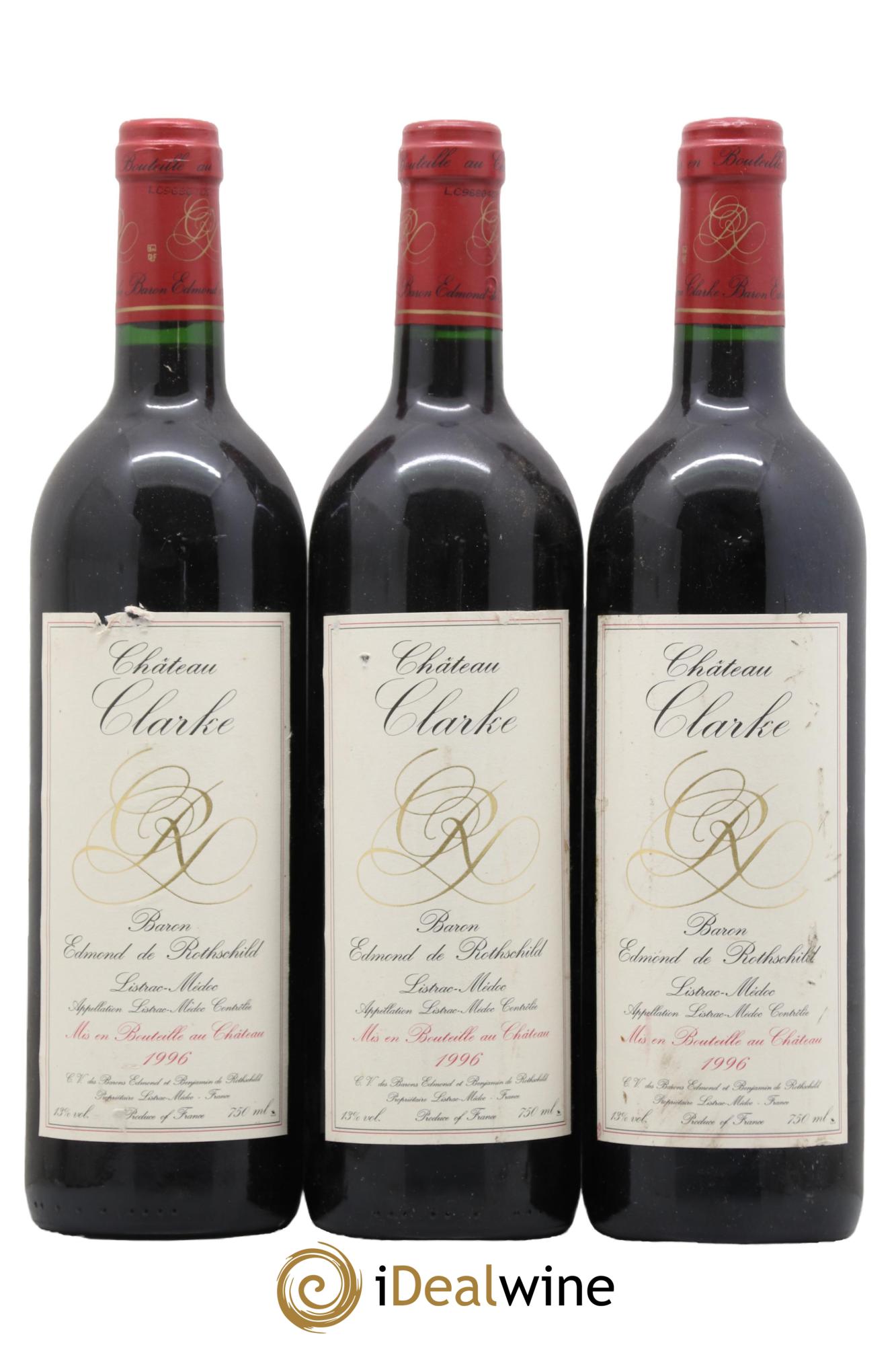 Château Clarke 1996 - Lotto di 3 bottiglie - 0