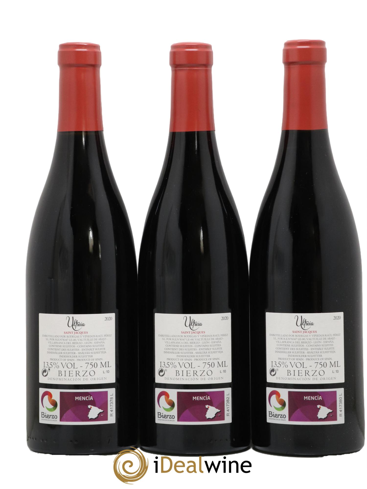 Bierzo DO Ultreia Saint Jacques R Perez 2020 - Lot of 3 bottles - 1