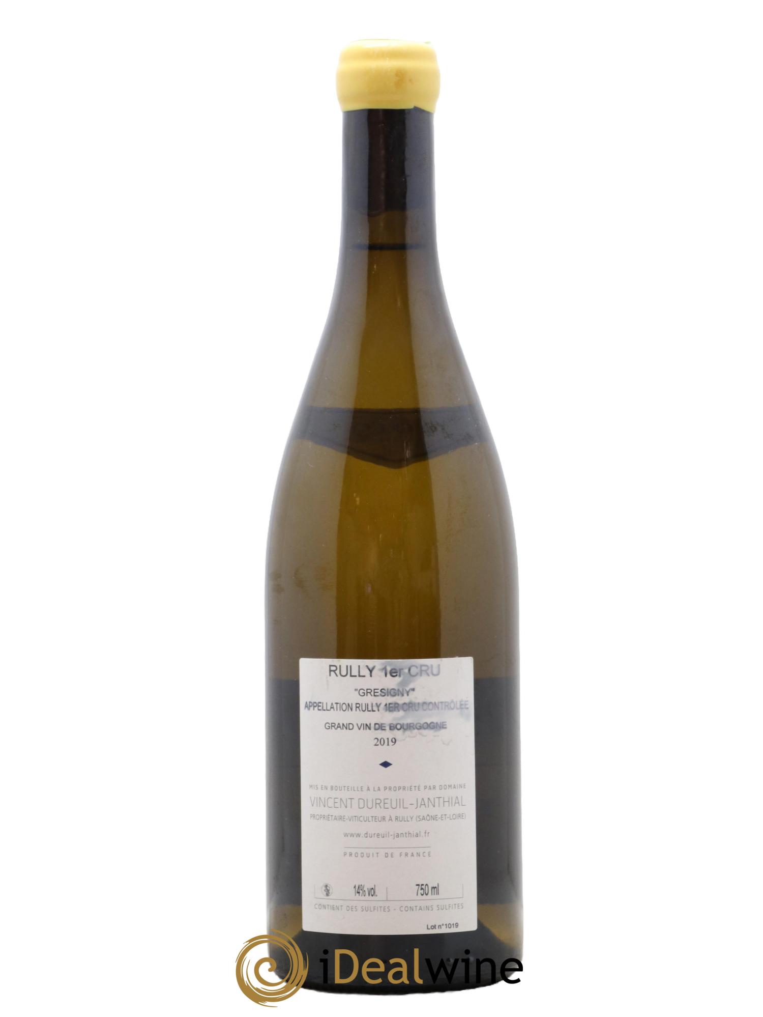 Rully 1er Cru Grésigny Vieilles Vignes Vincent Dureuil-Janthial 2019 - Posten von 1 Flasche - 1