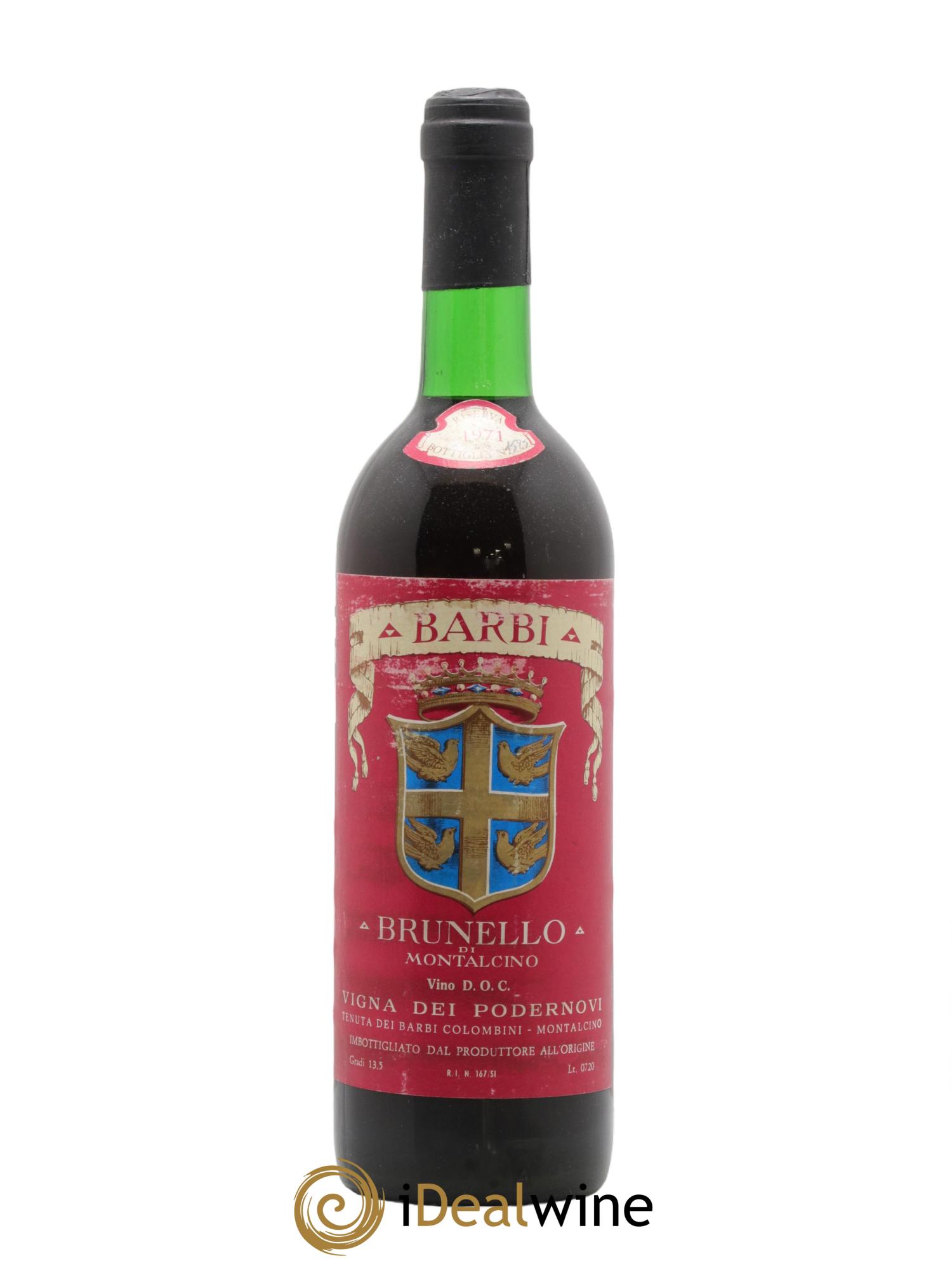 Brunello di Montalcino DOCG Riserva Vigna dei Podernovi Fattoria dei Barbi 1971 - Lotto di 1 bottiglia - 0