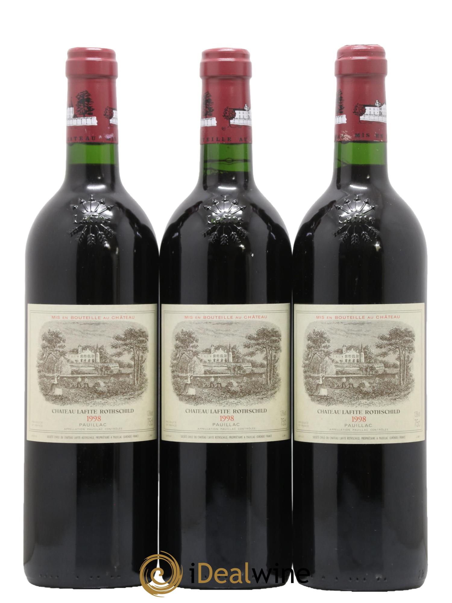 Château Lafite Rothschild 1er Grand Cru Classé 1998 - Lotto di 3 bottiglie - 0