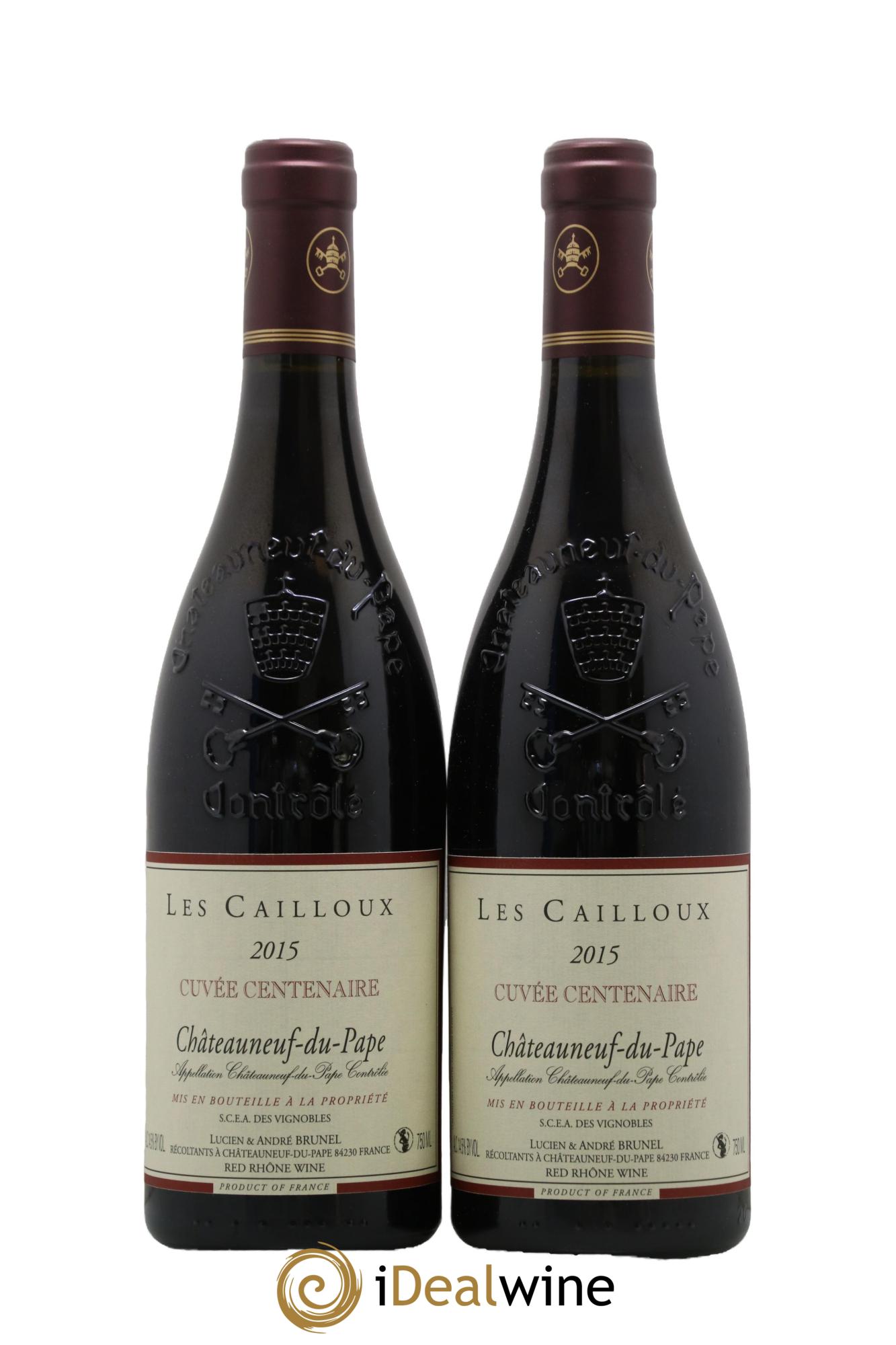 Châteauneuf-du-Pape Les Cailloux Cuvée Centenaire André Brunel 2015 - Lotto di 2 bottiglie - 0