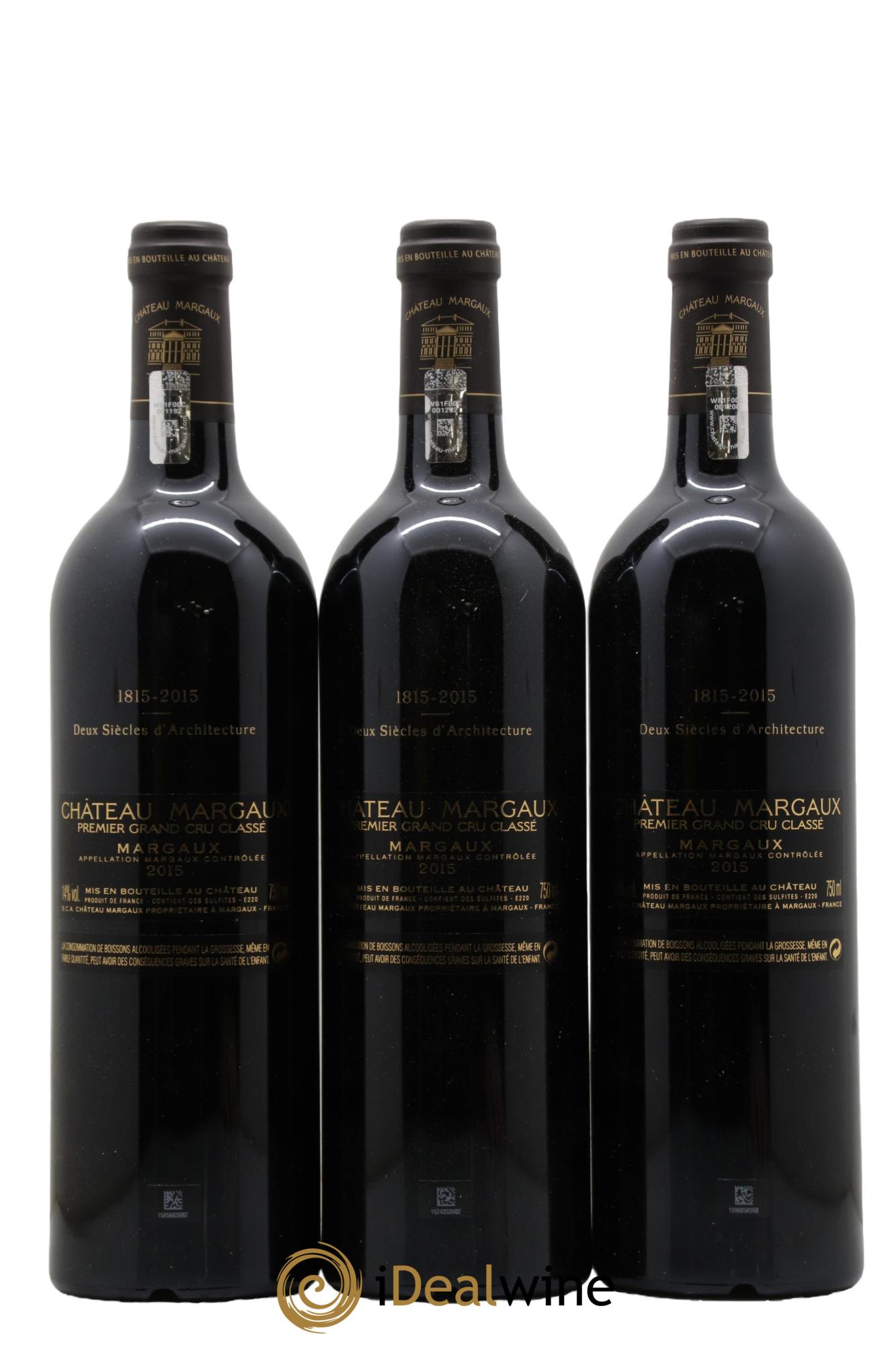 Château Margaux 1er Grand Cru Classé  2015 - Lotto di 3 bottiglie - 1