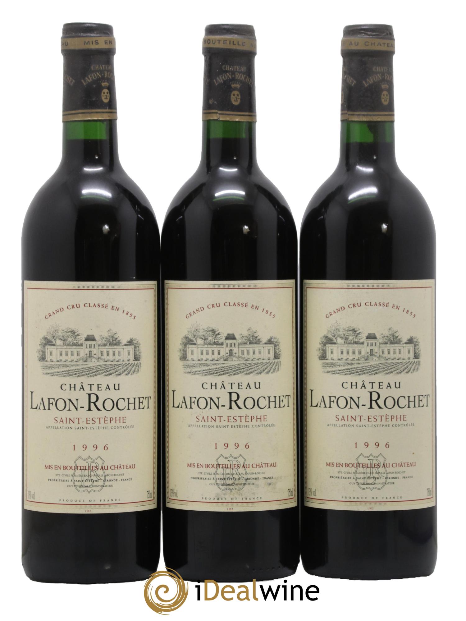 Château Lafon Rochet 4ème Grand Cru Classé 1996 - Lot de 3 bouteilles - 0