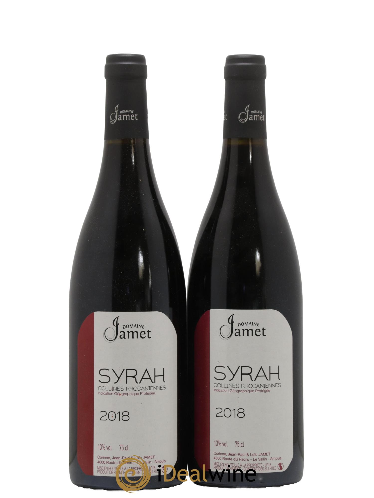 IGP Collines Rhodaniennes Syrah Jamet (Domaine) 2018 - Lotto di 2 bottiglie - 0