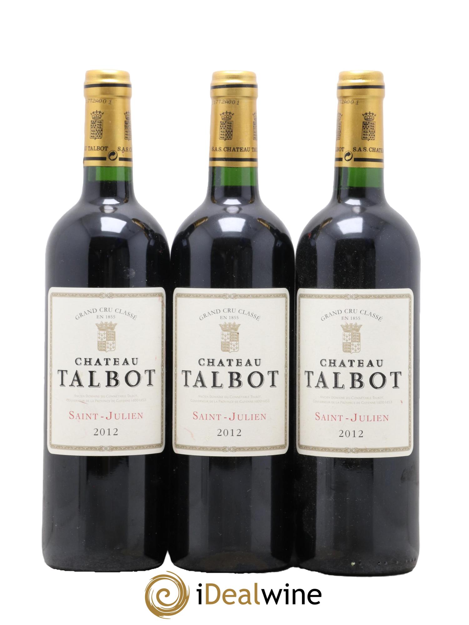 Château Talbot 4ème Grand Cru Classé 2012 - Posten von 3 Flaschen - 0