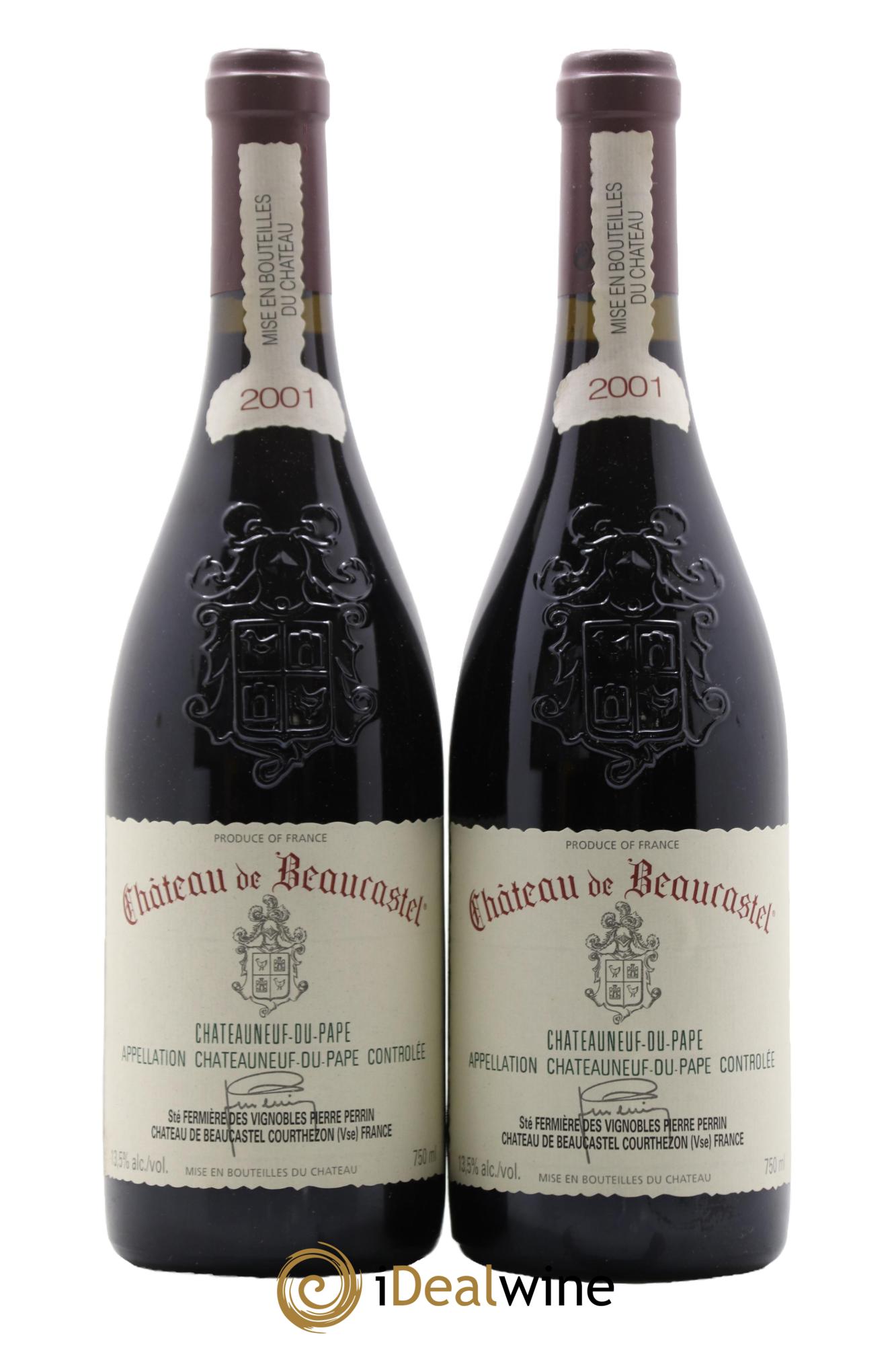 Châteauneuf-du-Pape Château de Beaucastel Famille Perrin 2001 - Posten von 2 Flaschen - 0