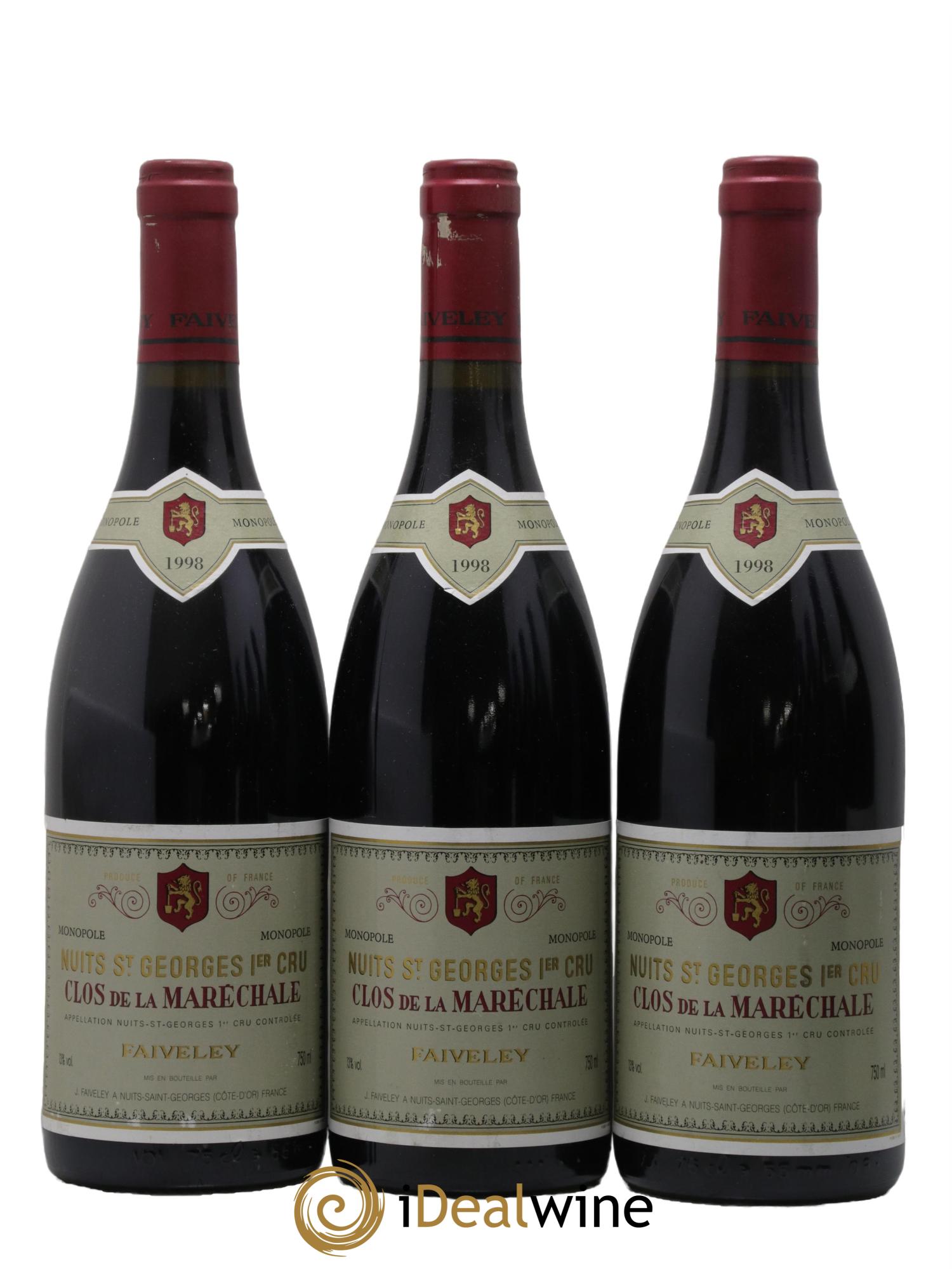 Nuits Saint-Georges 1er Cru Clos de la Maréchale Faiveley 1998 - Lot de 3 bouteilles - 0