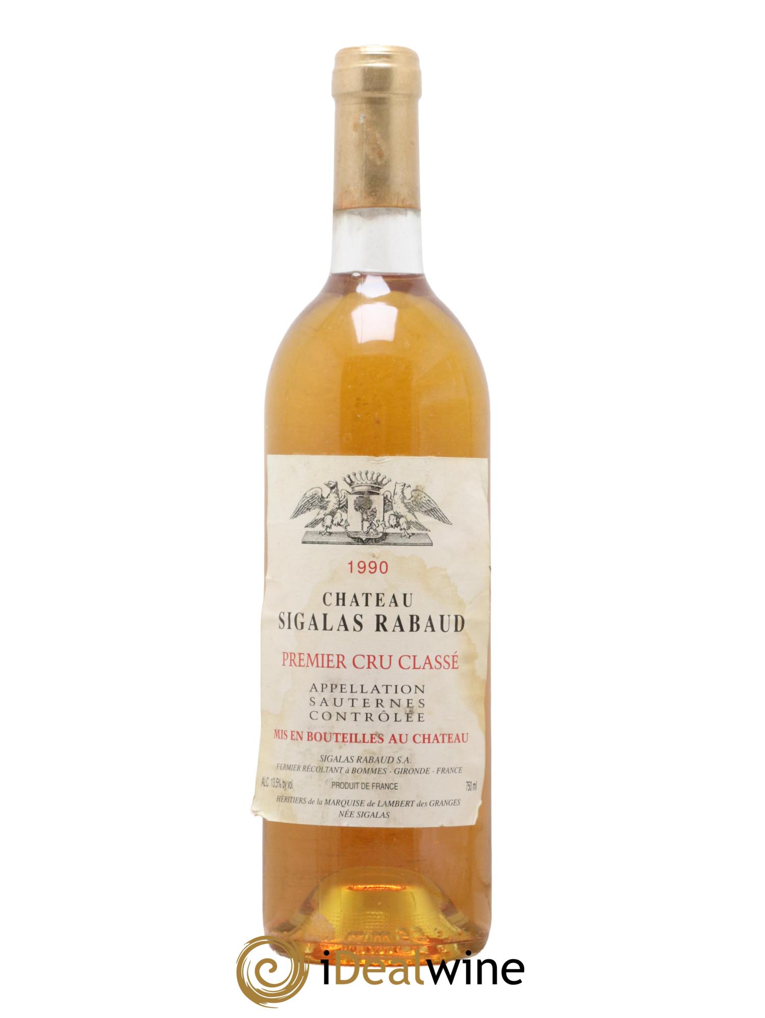 Château Sigalas Rabaud 1er Grand Cru Classé 1990 - Posten von 1 Flasche - 0