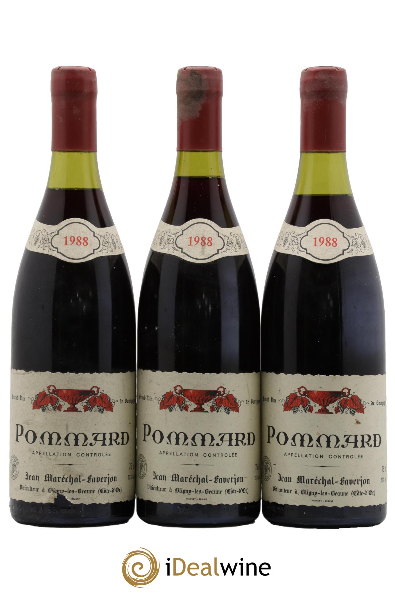 Pommard Jean Maréchal-Faverjon 1988 - Lot de 3 bouteilles - 0