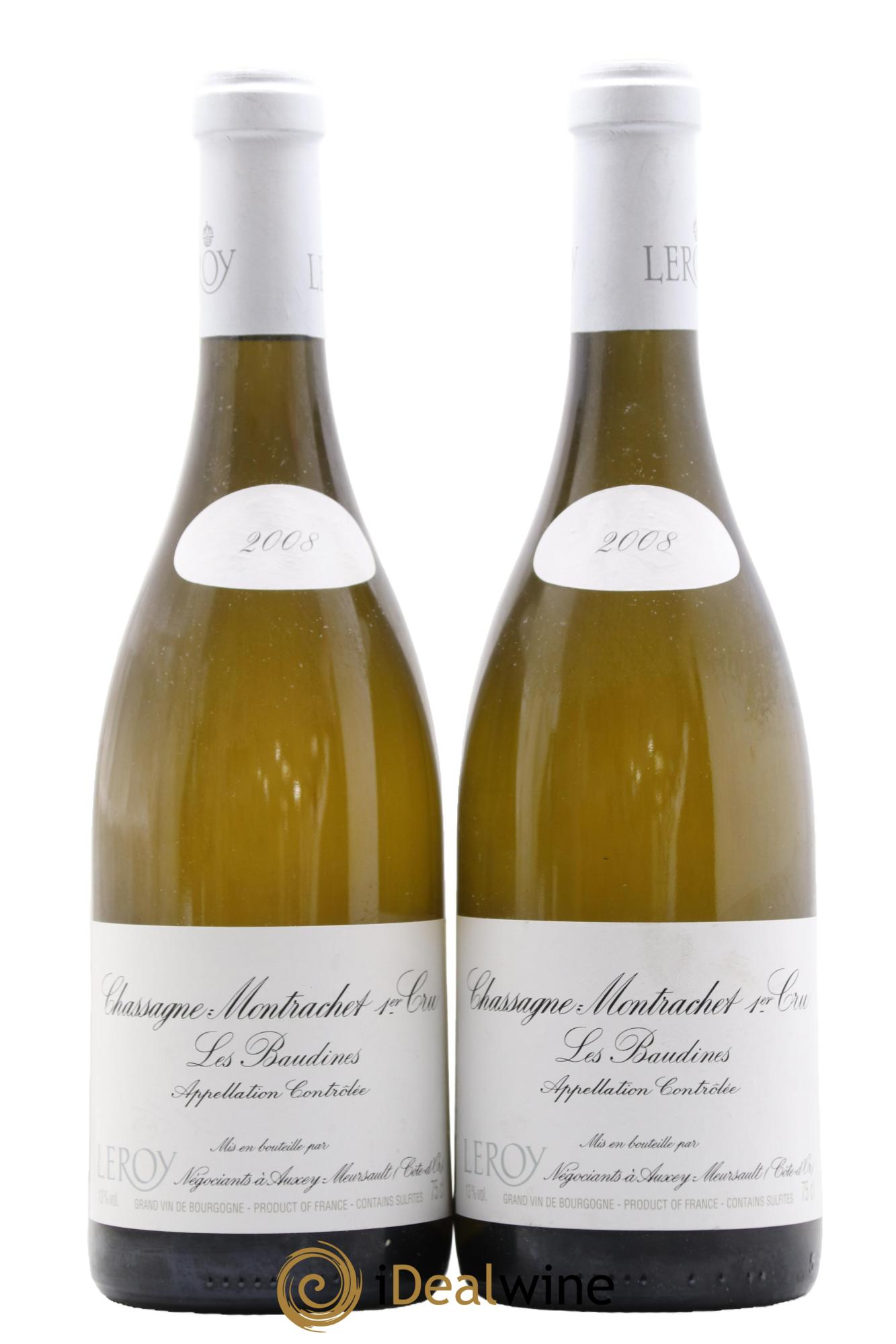 Chassagne-Montrachet 1er Cru Les Baudines Leroy SA 2008 - Lot of 2 bottles - 0