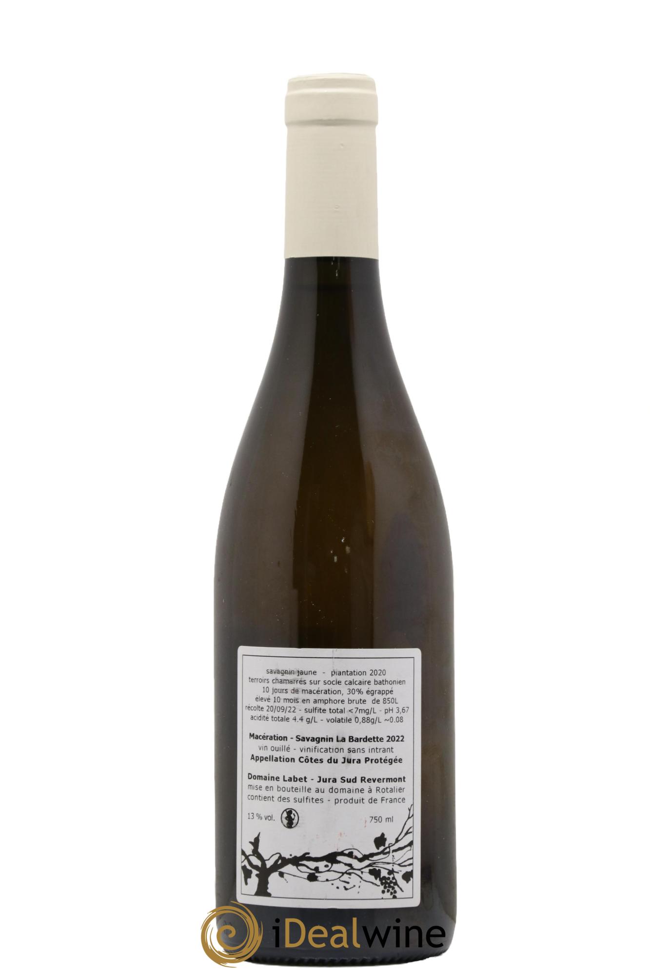 Côtes du Jura Savagnin de macération La Bardette Romain - Julien  - Charline Labet 2022 - Lot of 1 bottle - 1