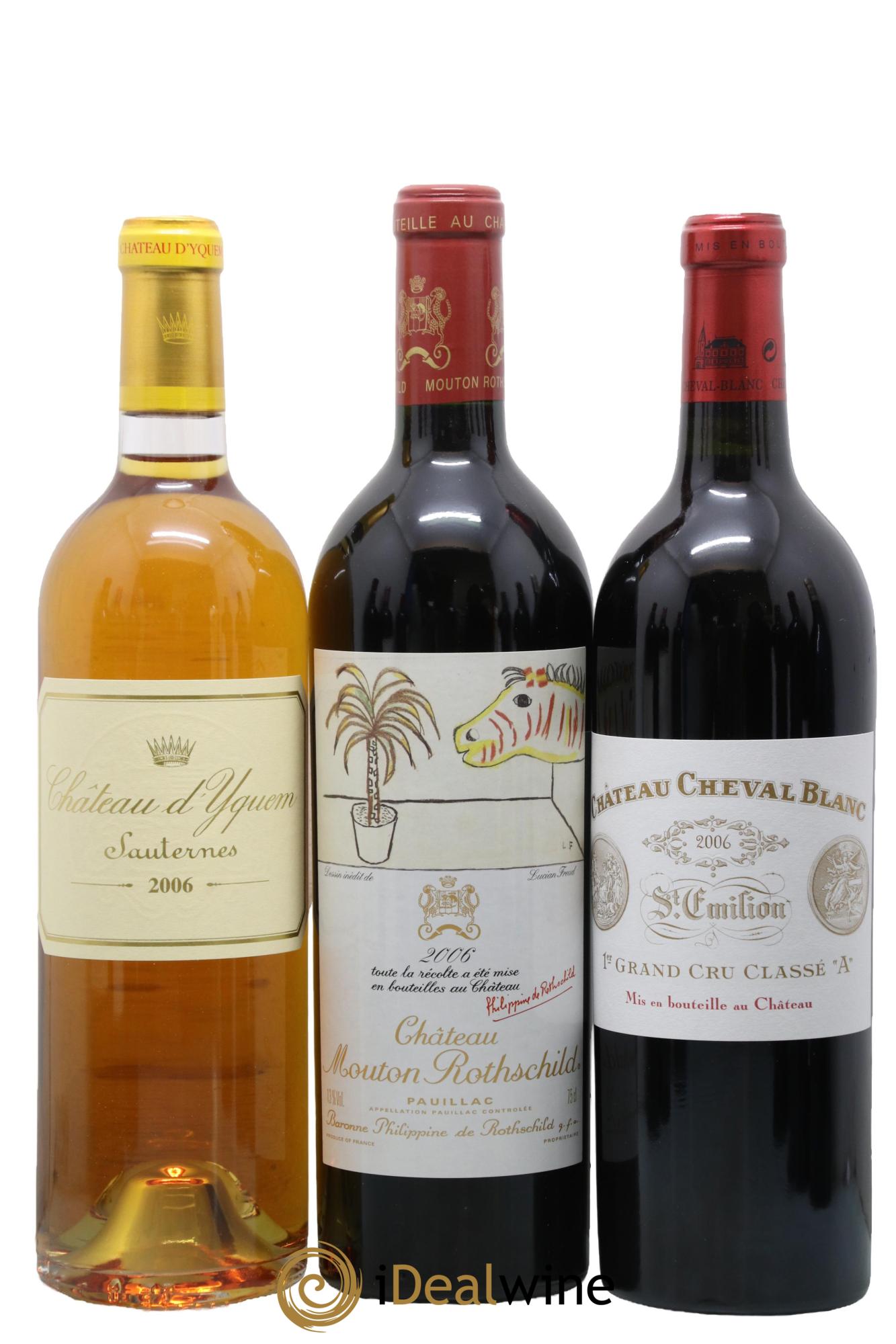 Caisse Collection Duclot 2006 Margaux, Yquem, Lafitte Rothschild, La Mission Haut-Brion, Pétrus, Latour, Haut-Brion, Cheval Blanc, Mouton Rothschild 2006 - Posten von 9 Flaschen - 1