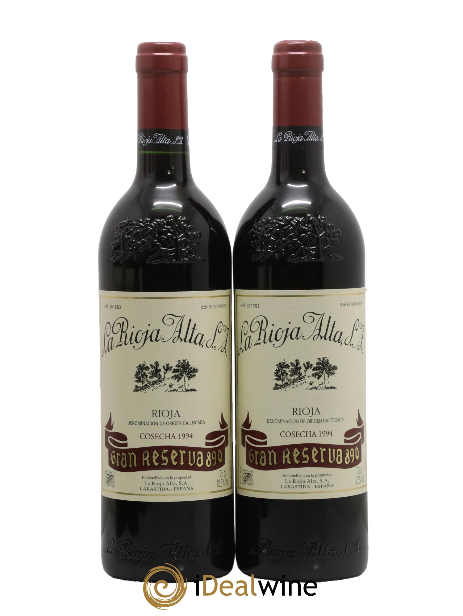 Rioja DOCa Gran Reserva 890 La Rioja Alta 1994 - Posten von 2 Flaschen - 0