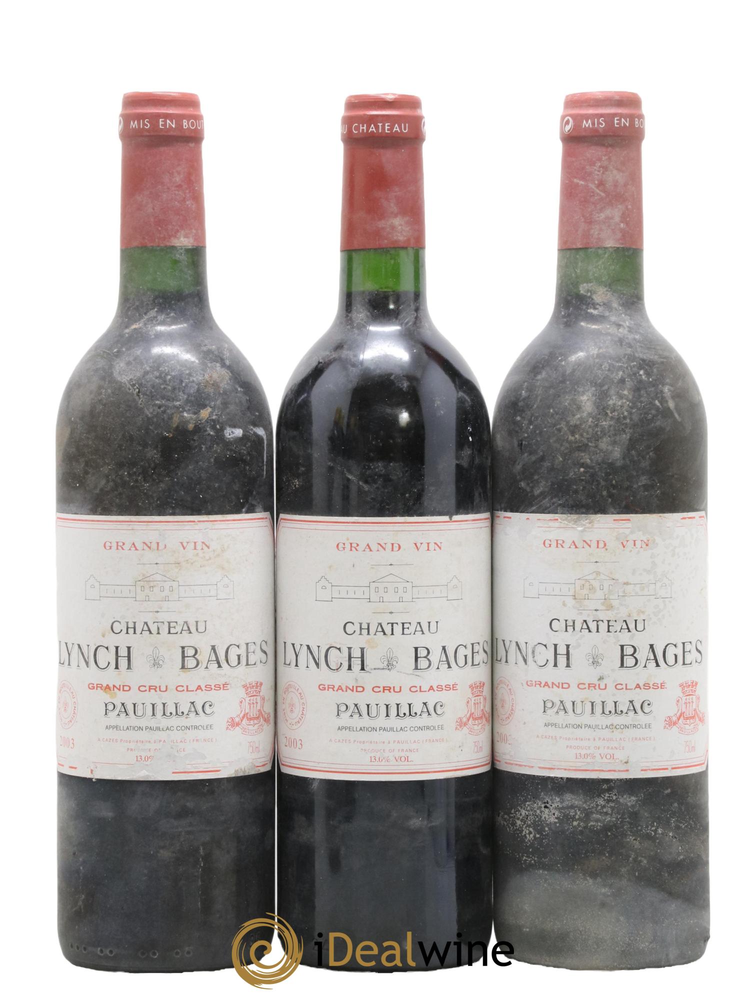 Château Lynch Bages 5ème Grand Cru Classé 2003 - Lotto di 3 bottiglie - 0