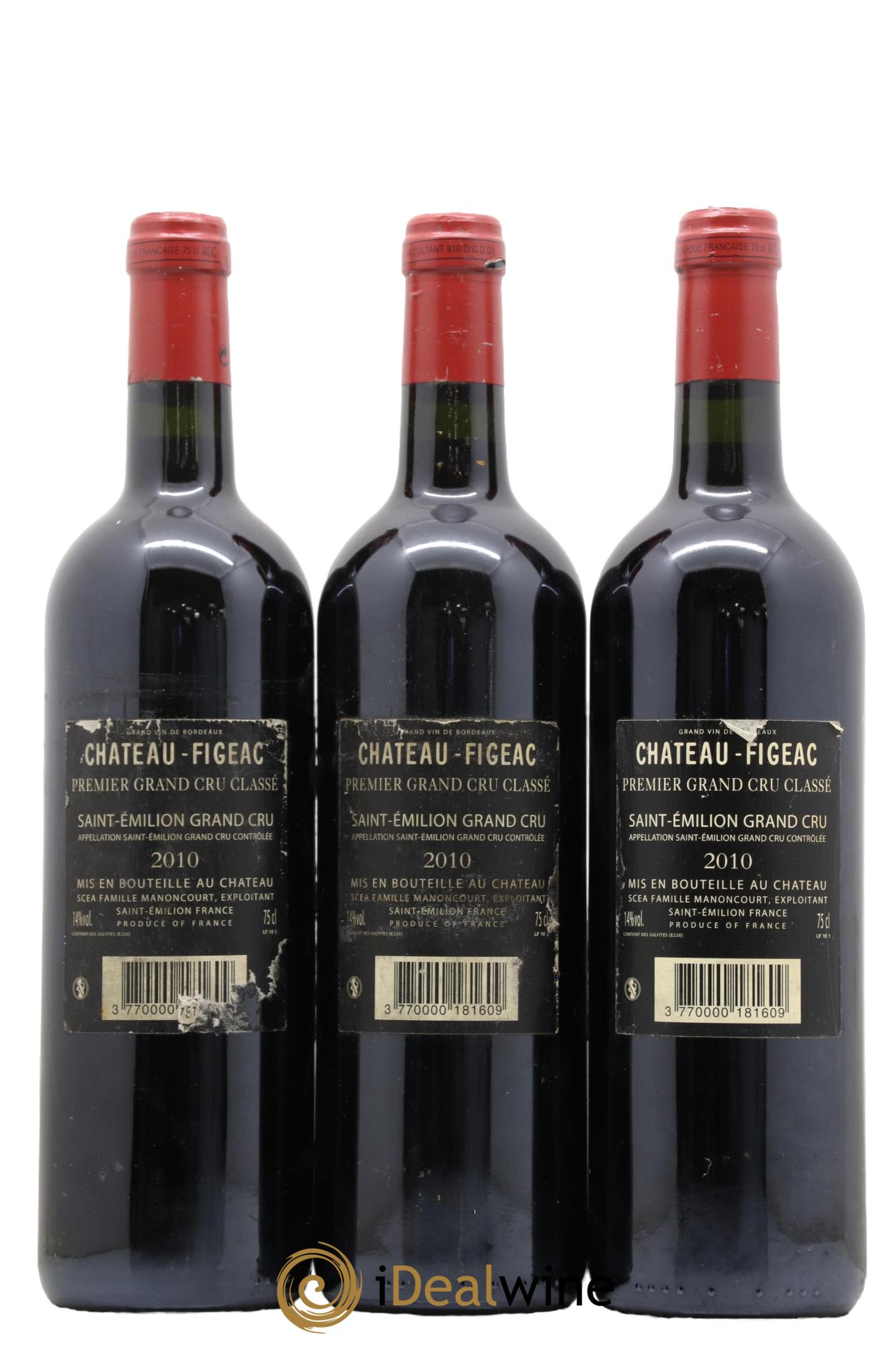 Château Figeac 1er Grand Cru Classé A 2010 - Lotto di 3 bottiglie - 1