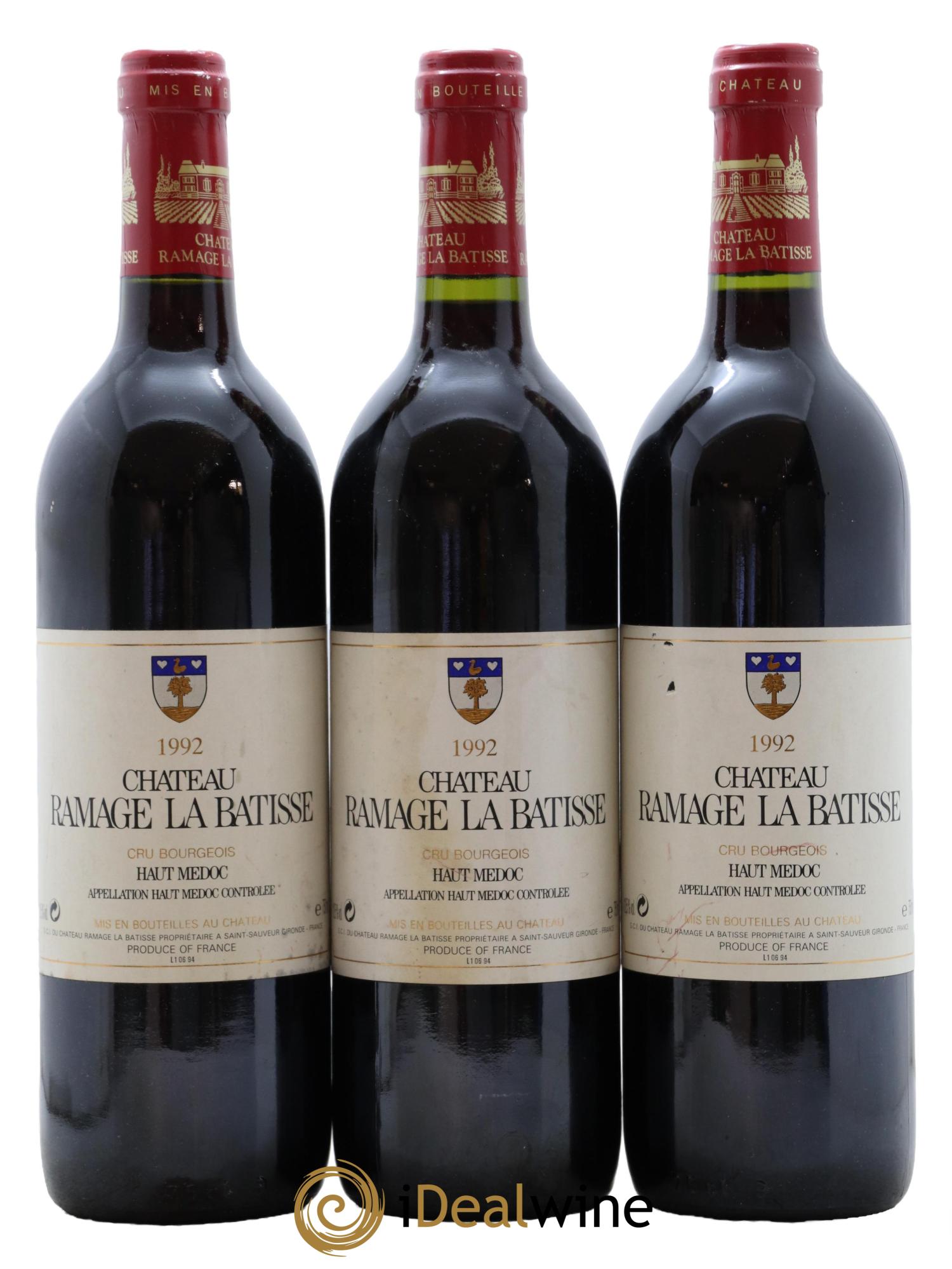 Château Ramage la Bâtisse Cru Bourgeois 1992 - Lot de 3 bouteilles - 0