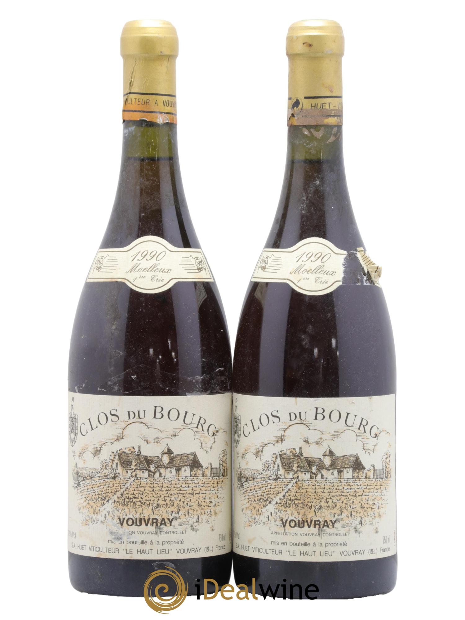 Vouvray Clos du Bourg Moelleux 1ère trie Domaine Huet 1990 - Lotto di 2 bottiglie - 0