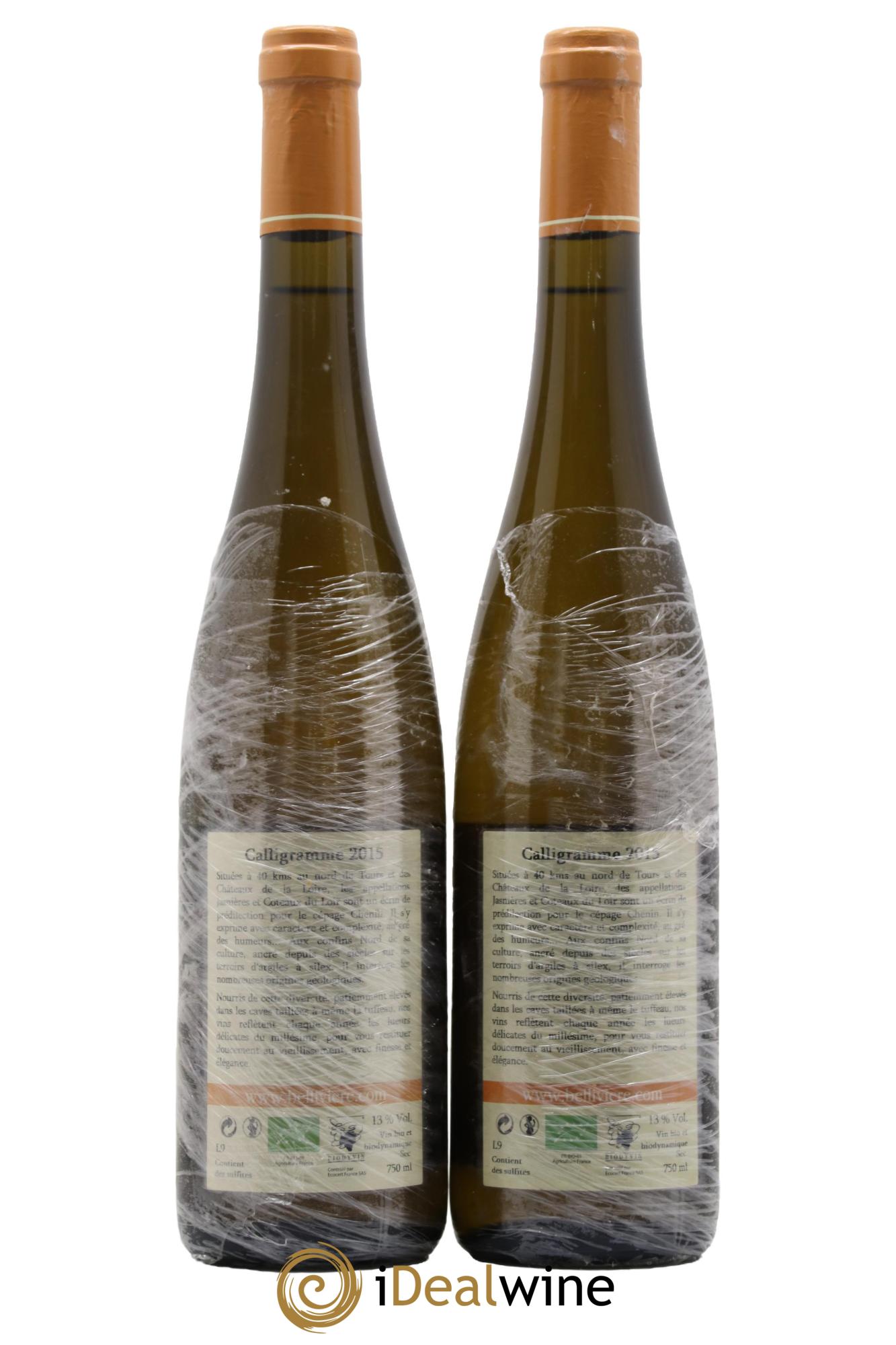 Jasnières Calligramme Domaine de Bellivière 2015 - Lotto di 2 bottiglie - 1