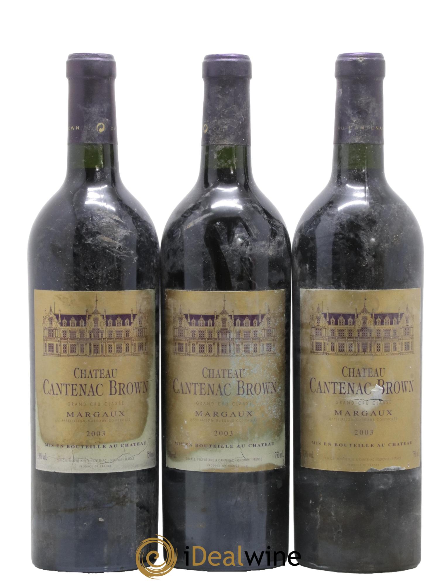 Château Cantenac Brown 3ème Grand Cru Classé 2003 - Lot of 3 bottles - 0