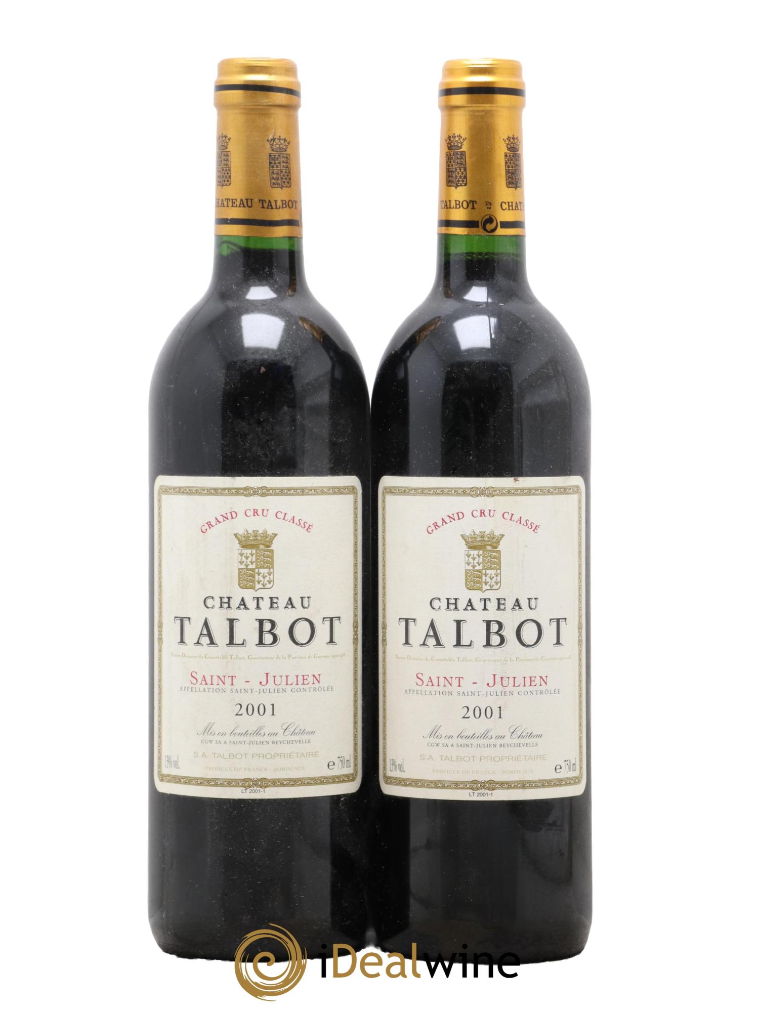 Château Talbot 4ème Grand Cru Classé 2001 - Lot de 2 bouteilles - 0