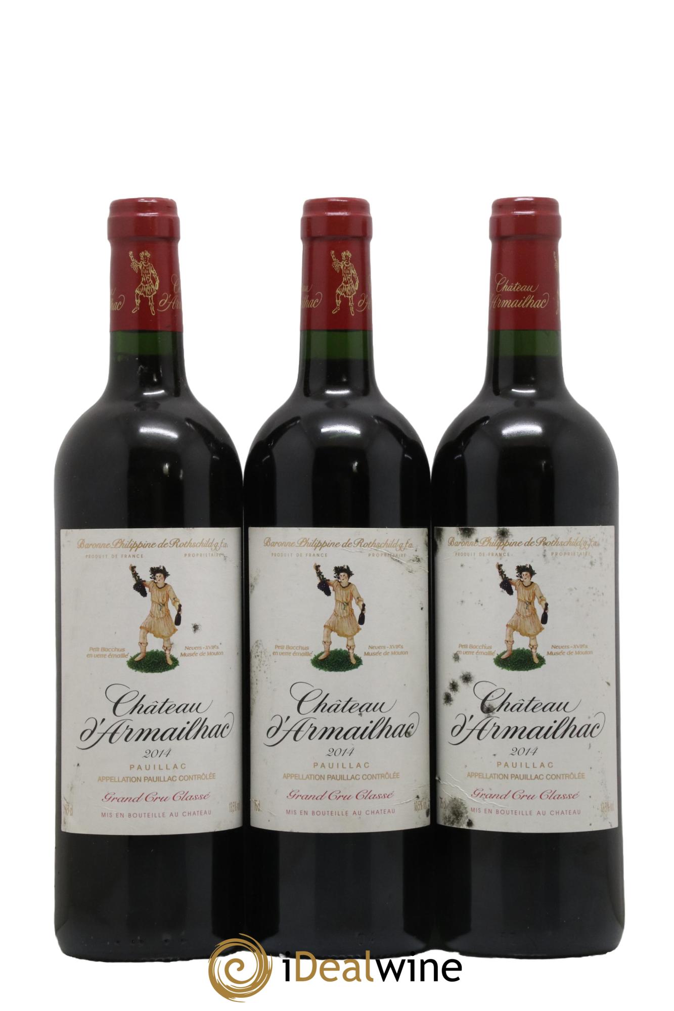 Château d' Armailhac - Mouton Baron(ne) Philippe 5ème Grand Cru Classé 2014 - Lotto di 3 bottiglie - 0