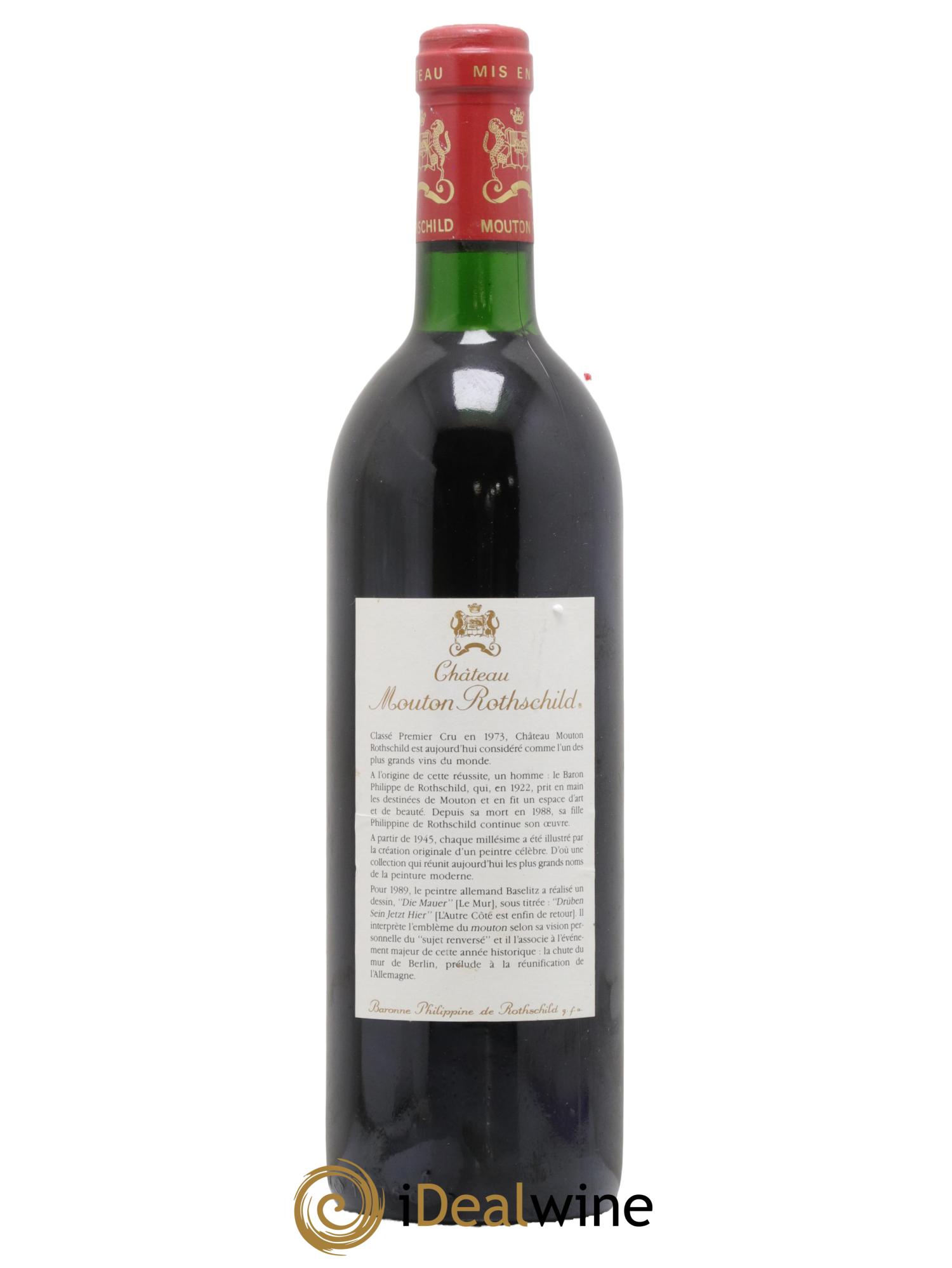 Château Mouton Rothschild 1er Grand Cru Classé  1989 - Lot de 1 bouteille - 1