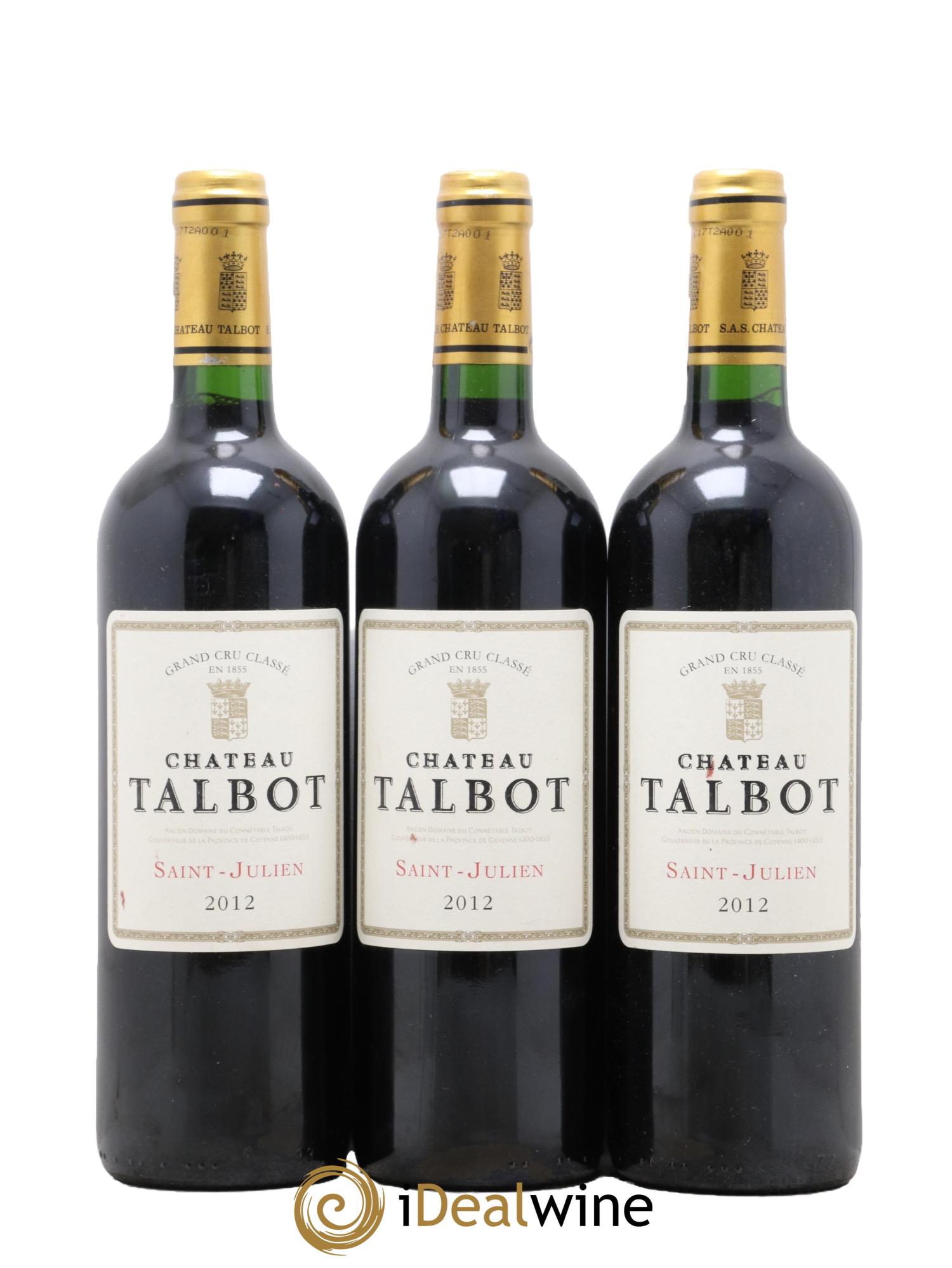 Château Talbot 4ème Grand Cru Classé 2012 - Posten von 3 Flaschen - 0