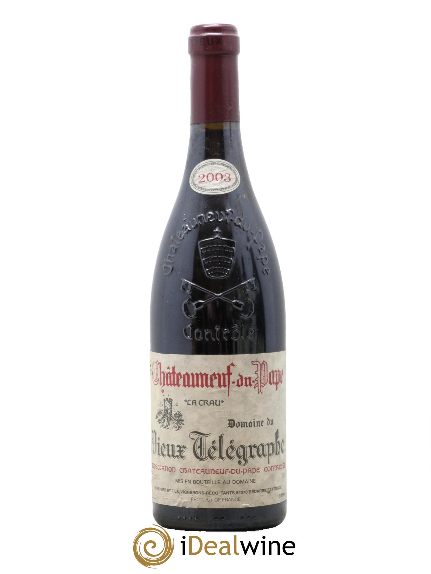 Châteauneuf-du-Pape Vieux Télégraphe (Domaine du) Vignobles Brunier 2003 - Posten von 1 Flasche - 0