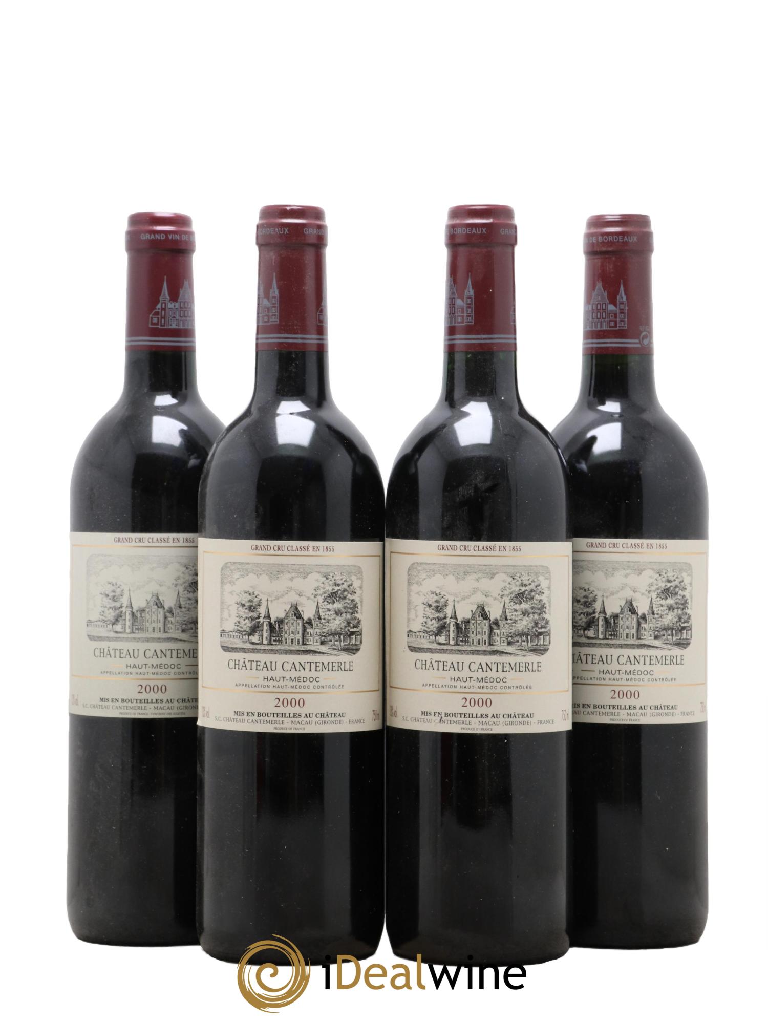 Château Cantemerle 5ème Grand Cru Classé 2000 - Lotto di 4 bottiglie - 0