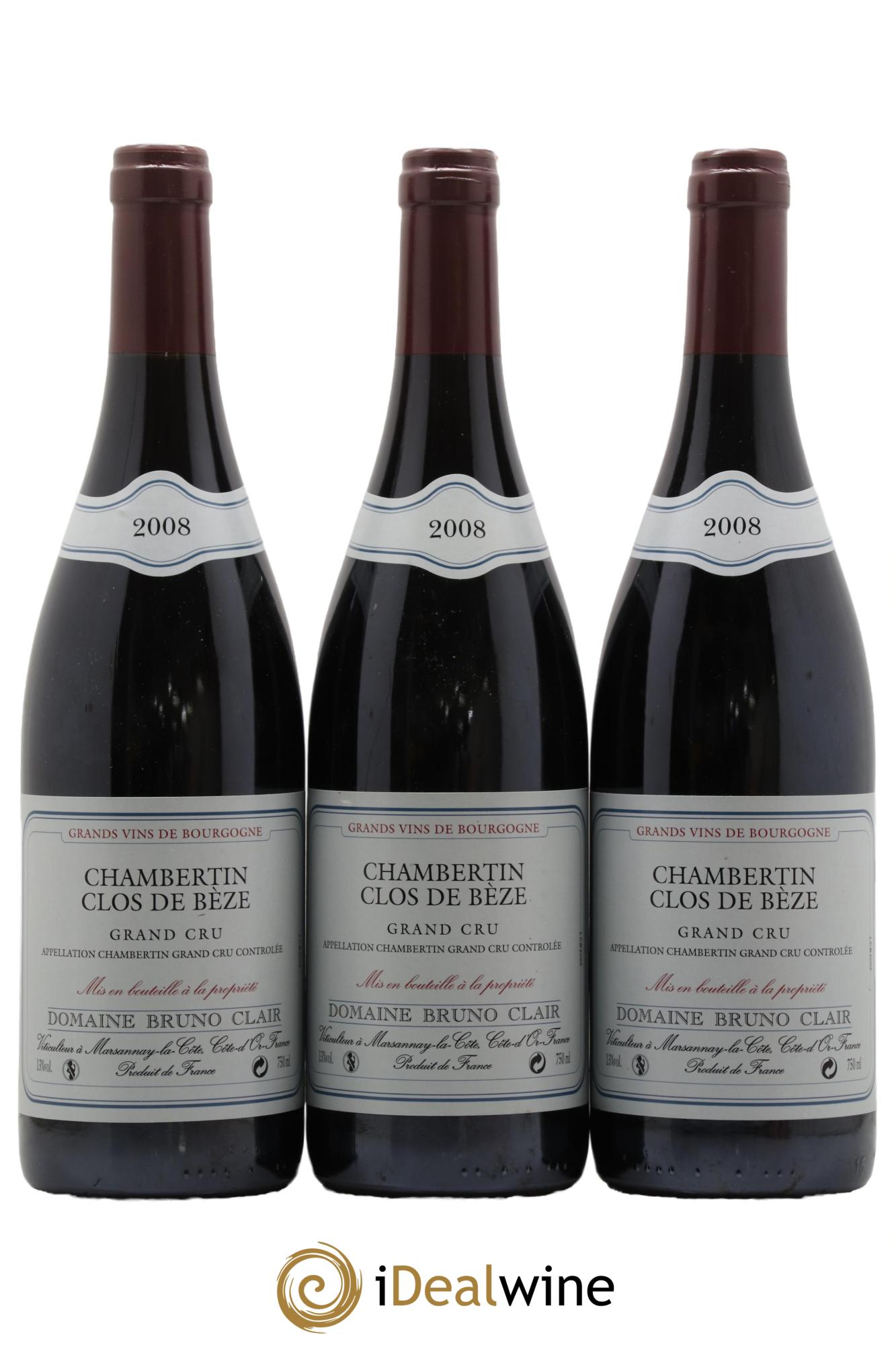 Chambertin Clos de Bèze Grand Cru Bruno Clair (Domaine)  2008 - Lot de 3 bouteilles - 0