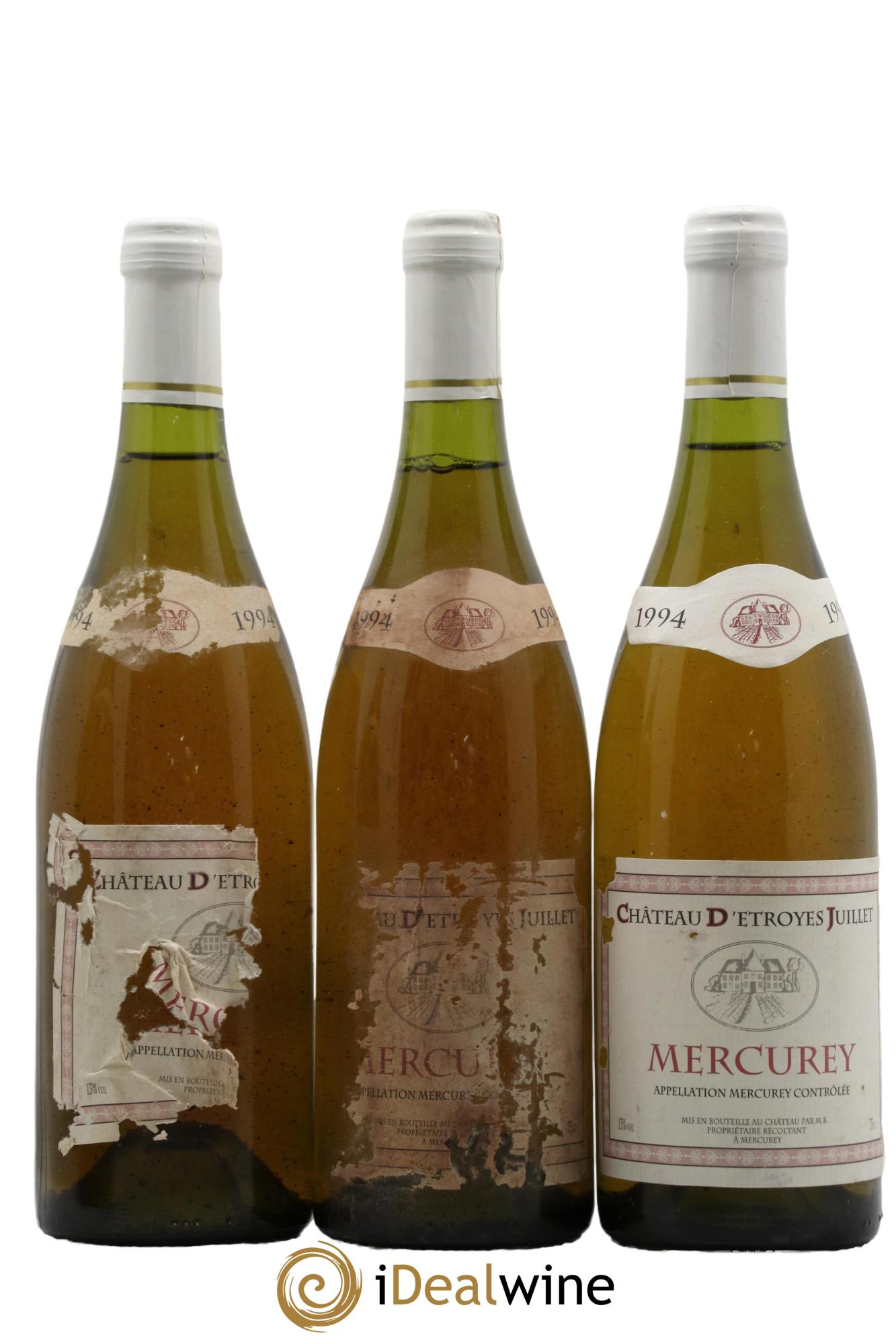 Mercurey Château d'Etroyes-Juillet 1994 - Lotto di 3 bottiglie - 0