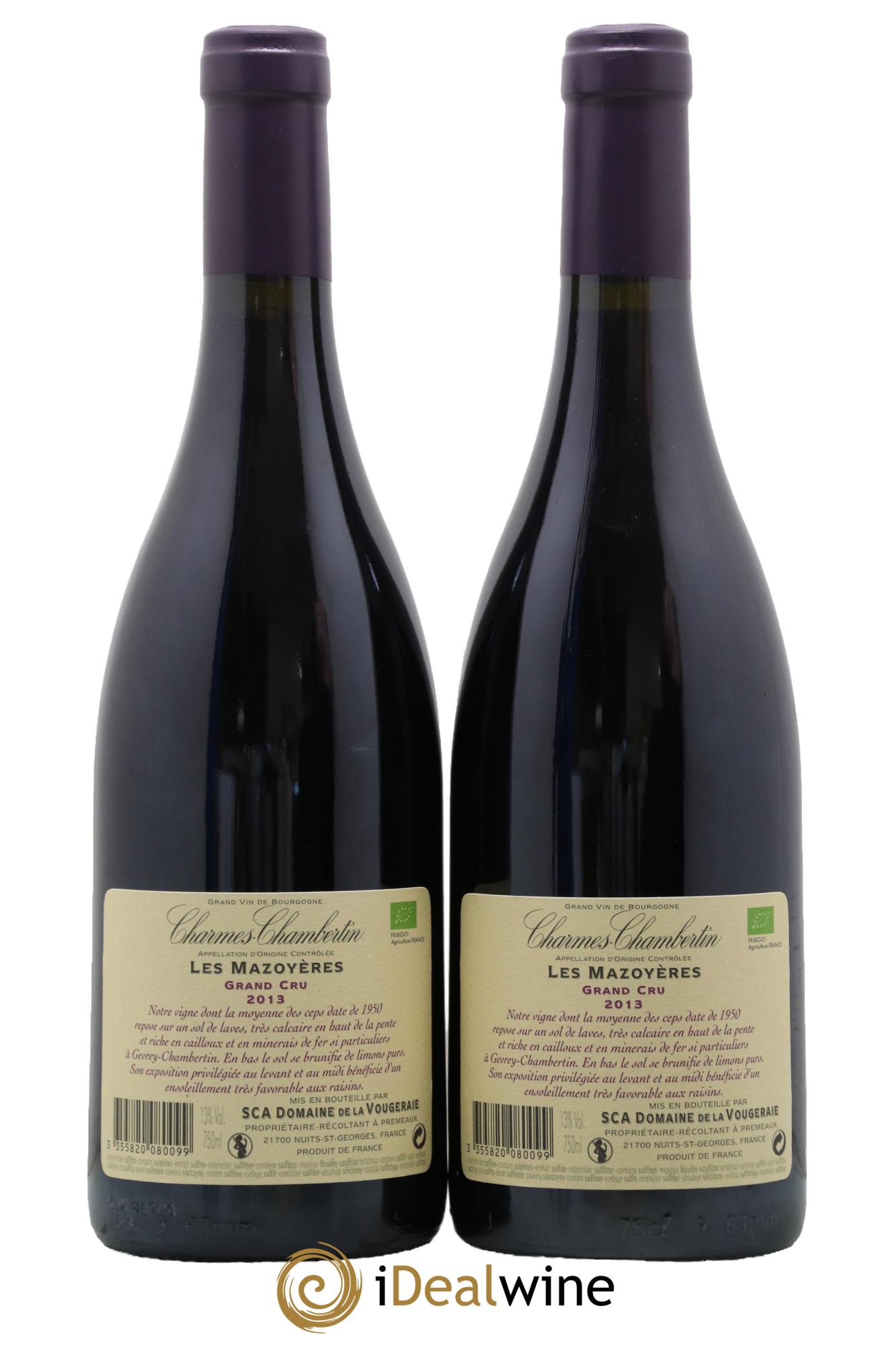 Charmes-Chambertin Grand Cru Les Mazoyères La Vougeraie 2013 - Lotto di 2 bottiglie - 1