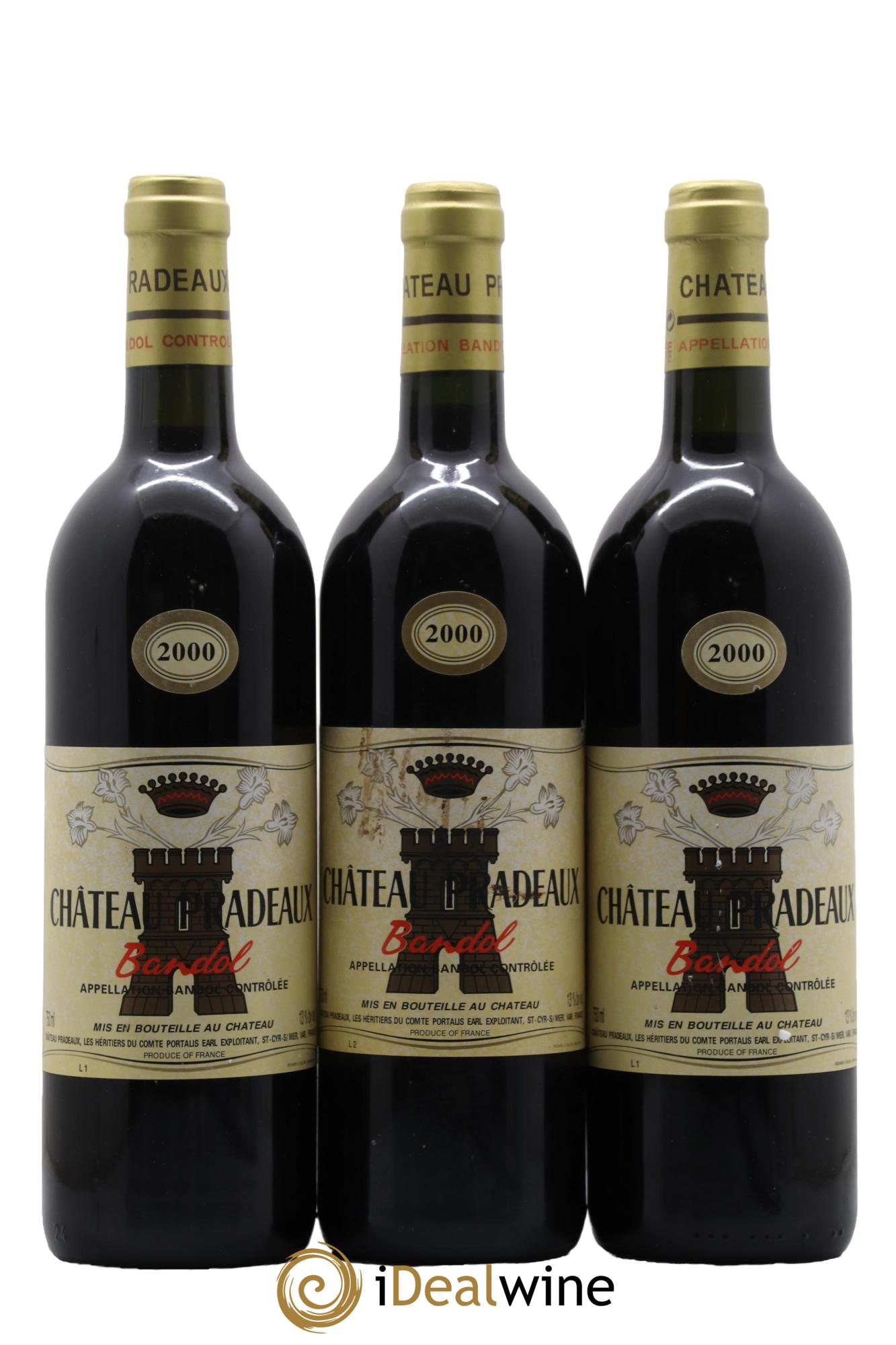 Bandol Château Pradeaux Famille Portalis 2000 - Lotto di 3 bottiglie - 0