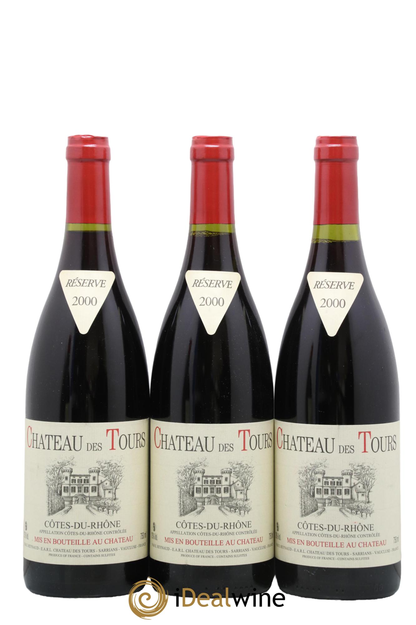 Côtes du Rhône Château des Tours Emmanuel Reynaud 2000 - Lot of 3 bottles - 0