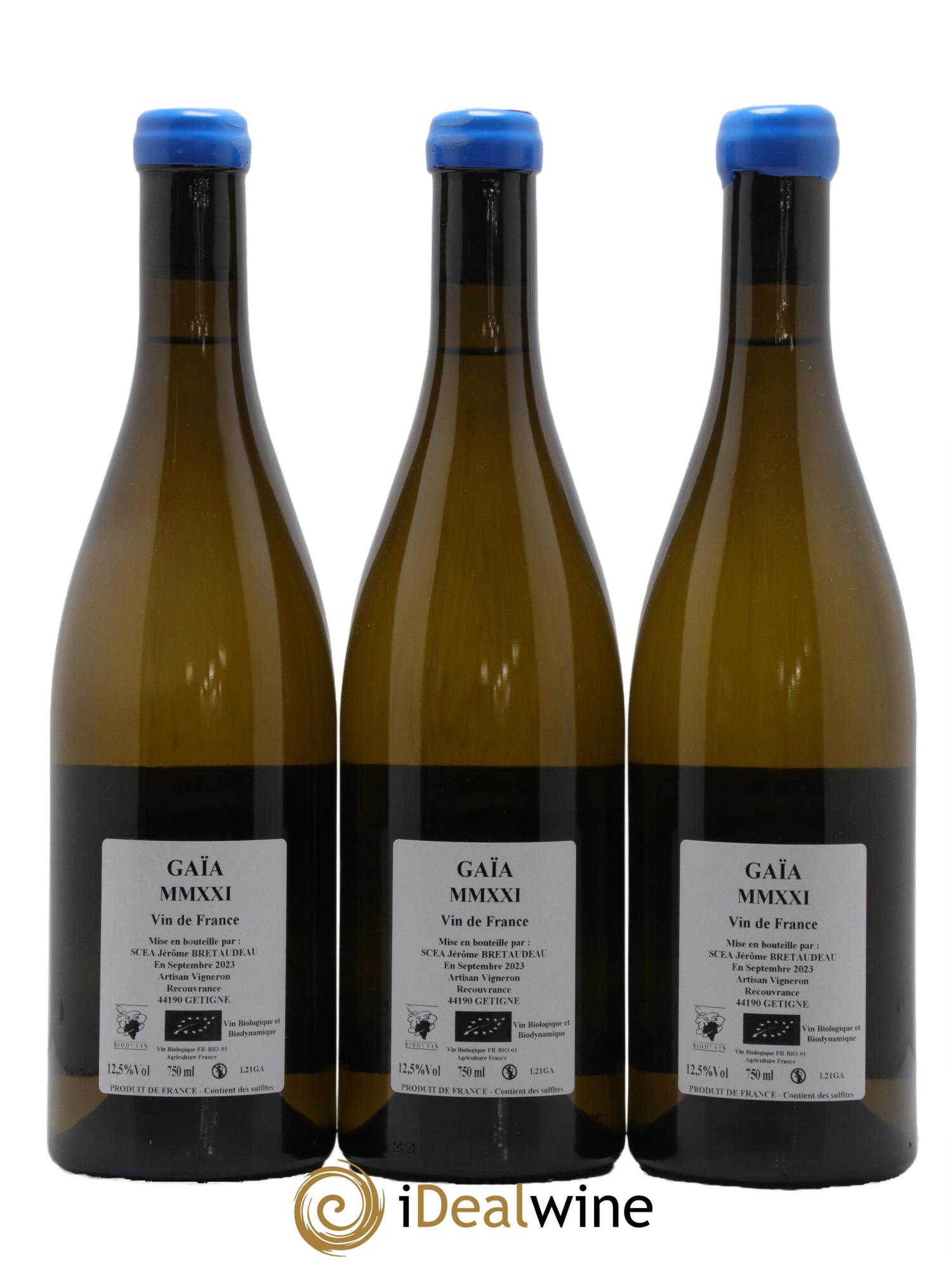 Muscadet-Sèvre-et-Maine Gaia Jérôme Bretaudeau - Domaine de Bellevue 2021 - Lot de 3 bouteilles - 1