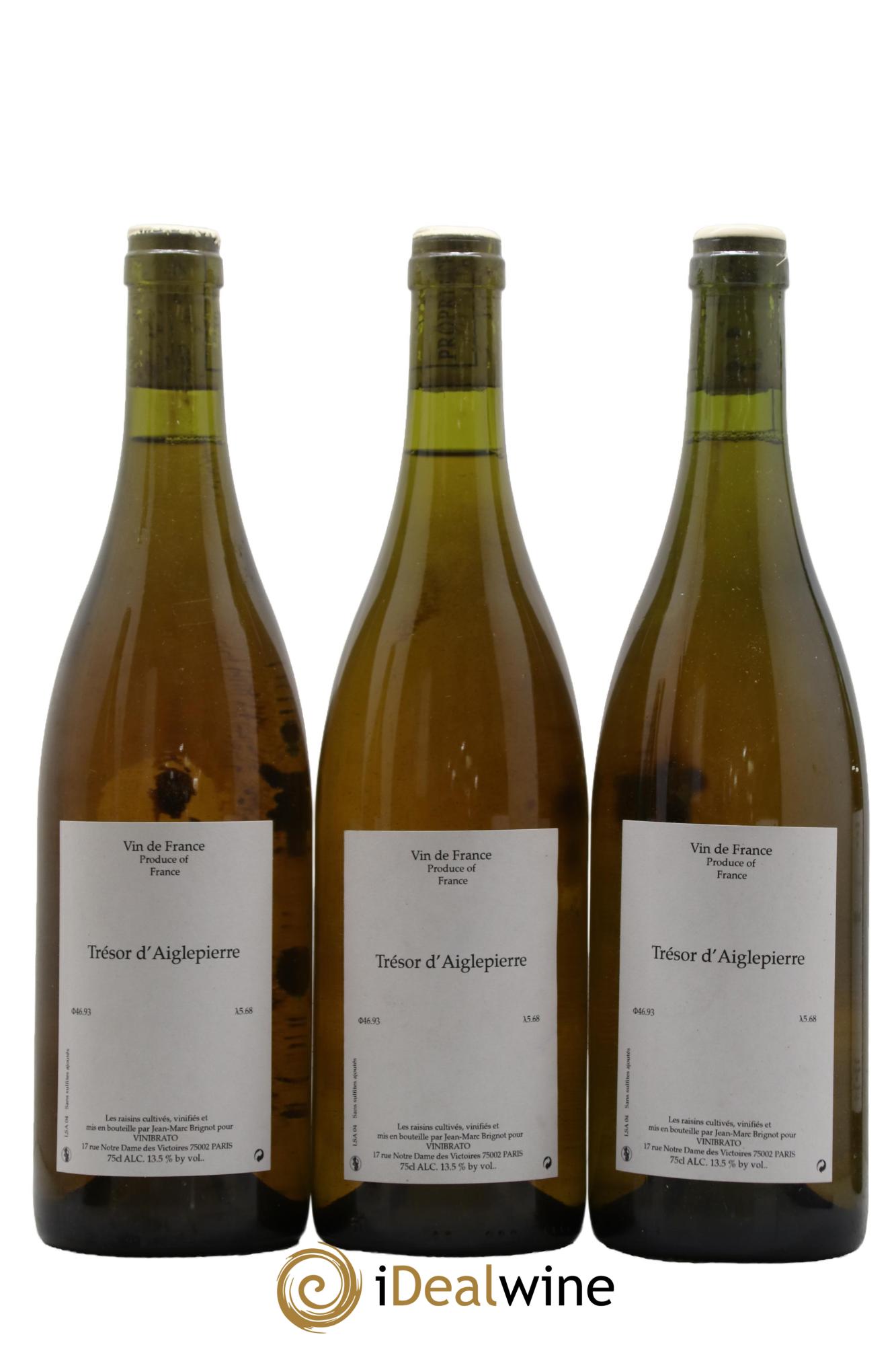 Vin de France Trésor d'Aiglepierre Jean-Marc Brignot 2004 - Lot of 3 bottles - 0