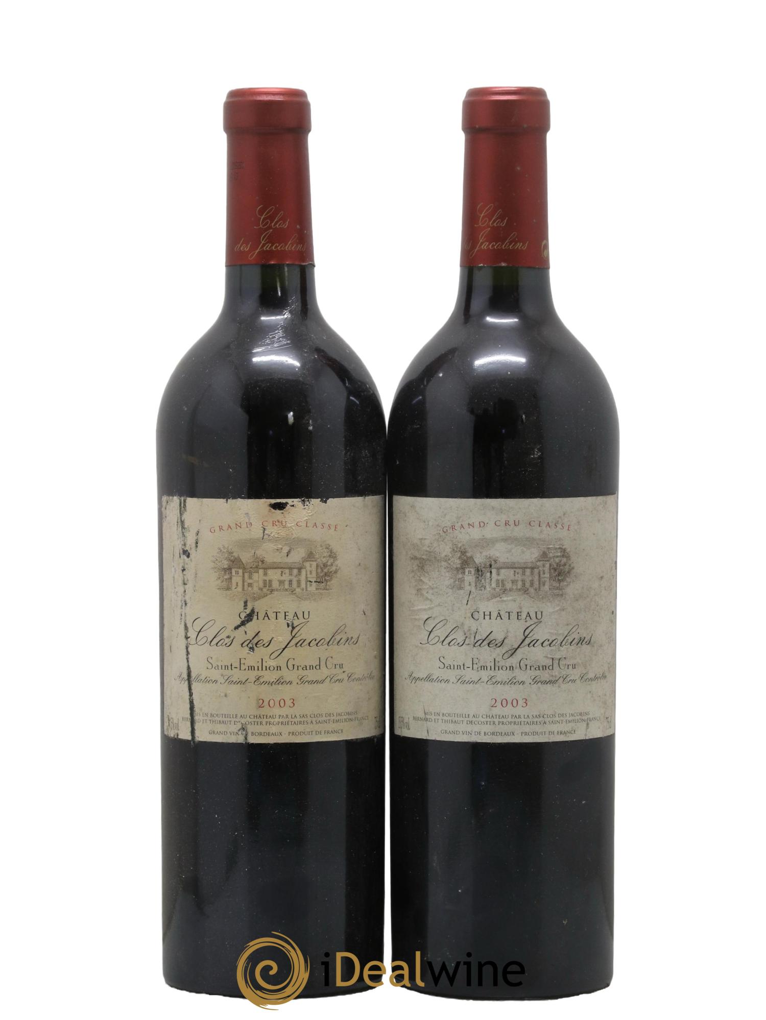 Château Clos des Jacobins Grand Cru Classé 2003 - Lot de 2 bouteilles - 0