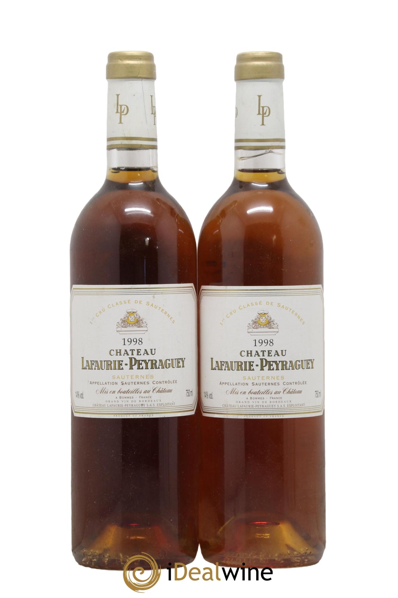 Château Lafaurie-Peyraguey 1er Grand Cru Classé 1998 - Posten von 2 Flaschen - 0