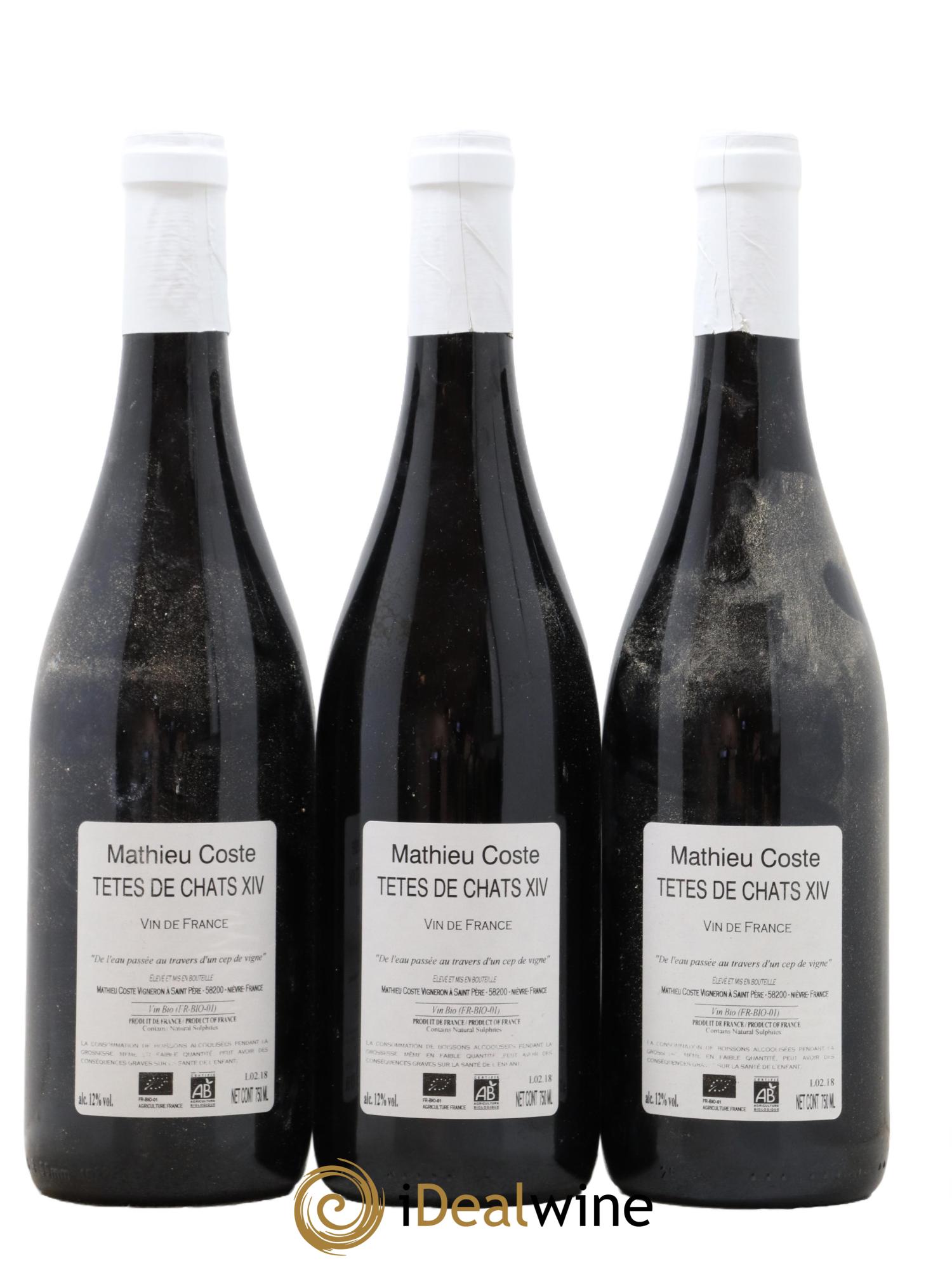 Vin de France Tetes De Chats Mathieu Coste 2014 - Lot of 3 bottles - 1