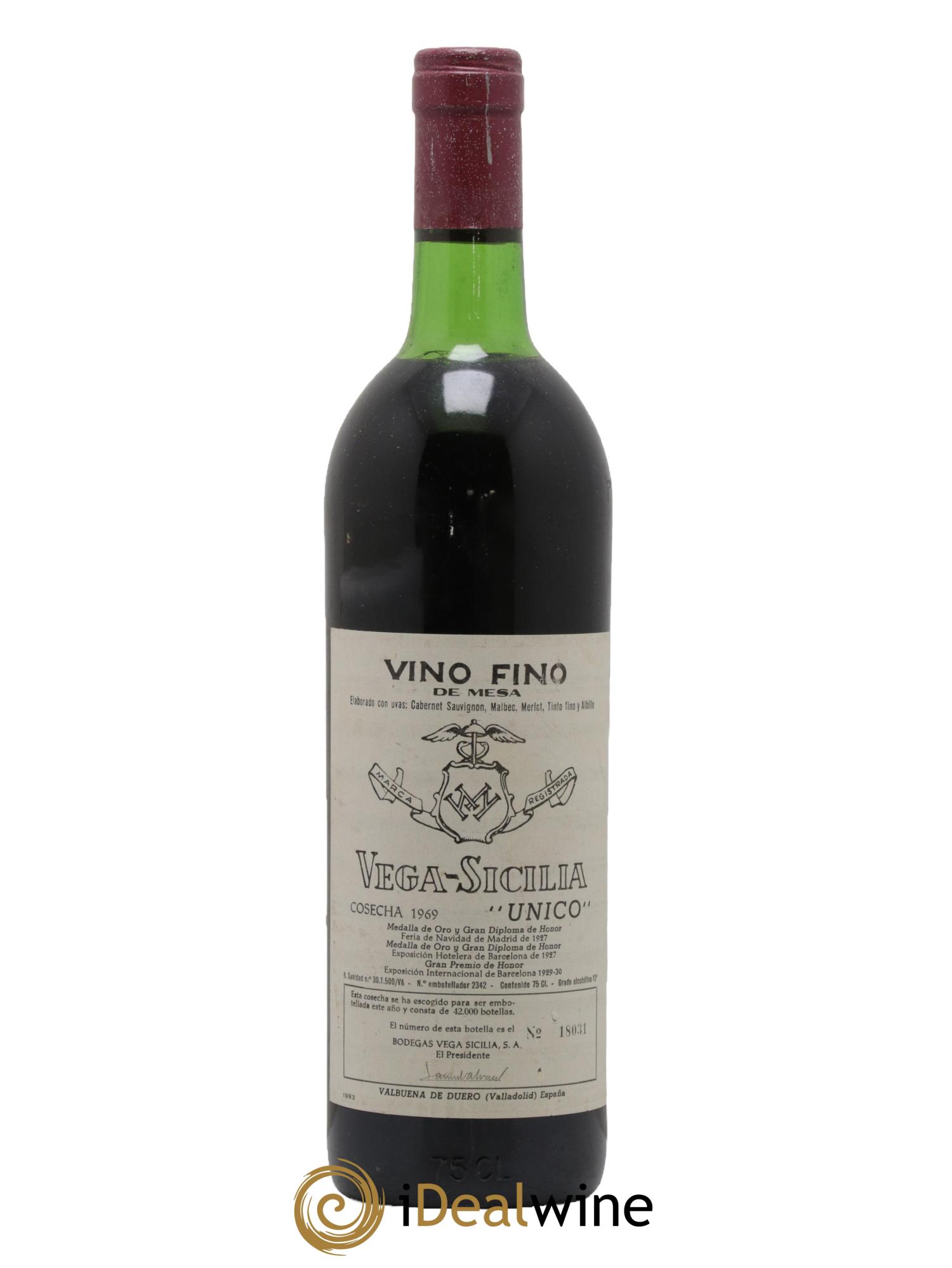 Ribera Del Duero DO Vega Sicilia Unico Famille Alvarez 1969 - Posten von 1 Flasche - 0