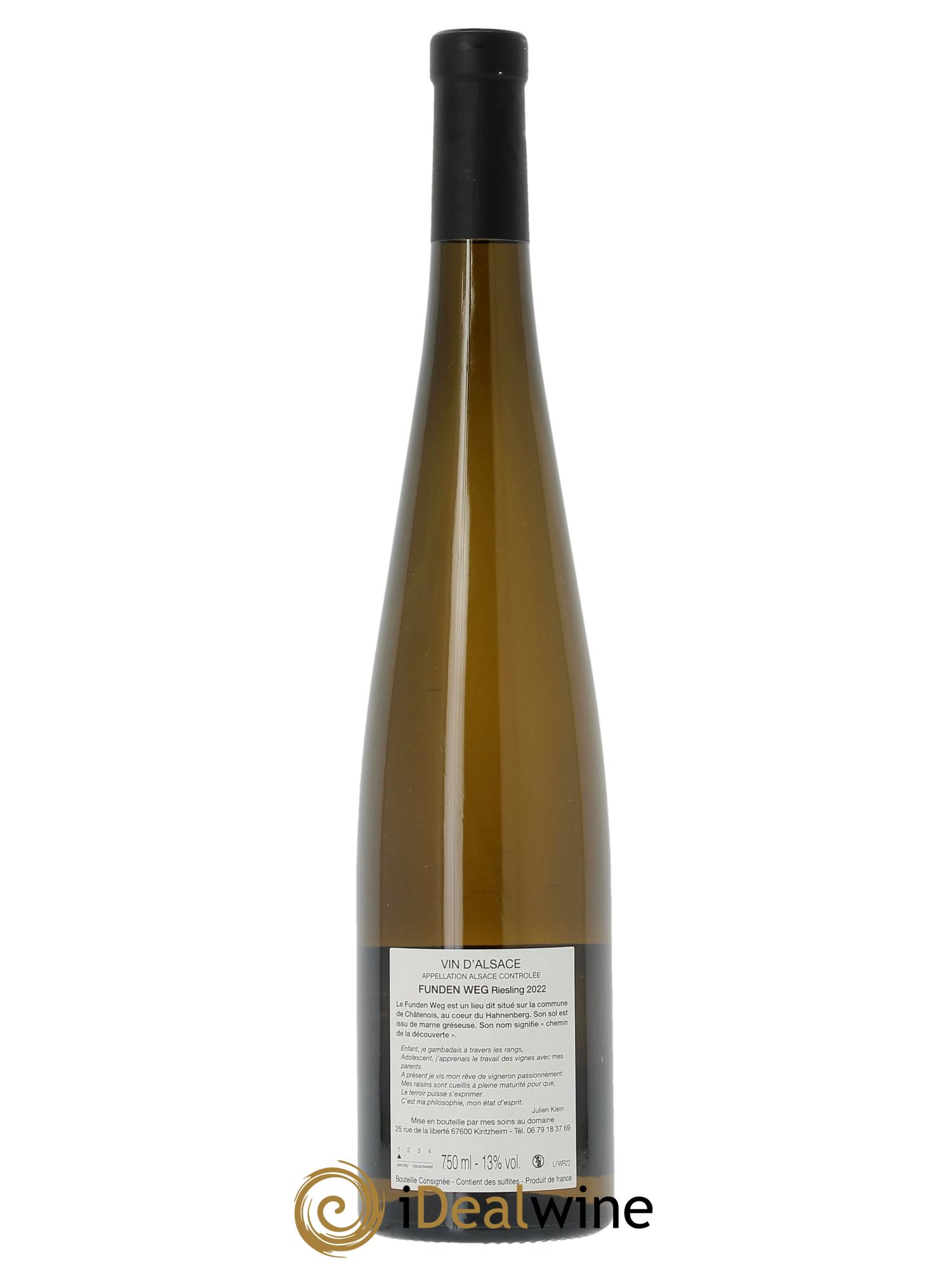 Alsace Riesling Funden Weg Julien Klein  2022 - Lot de 1 bouteille - 1