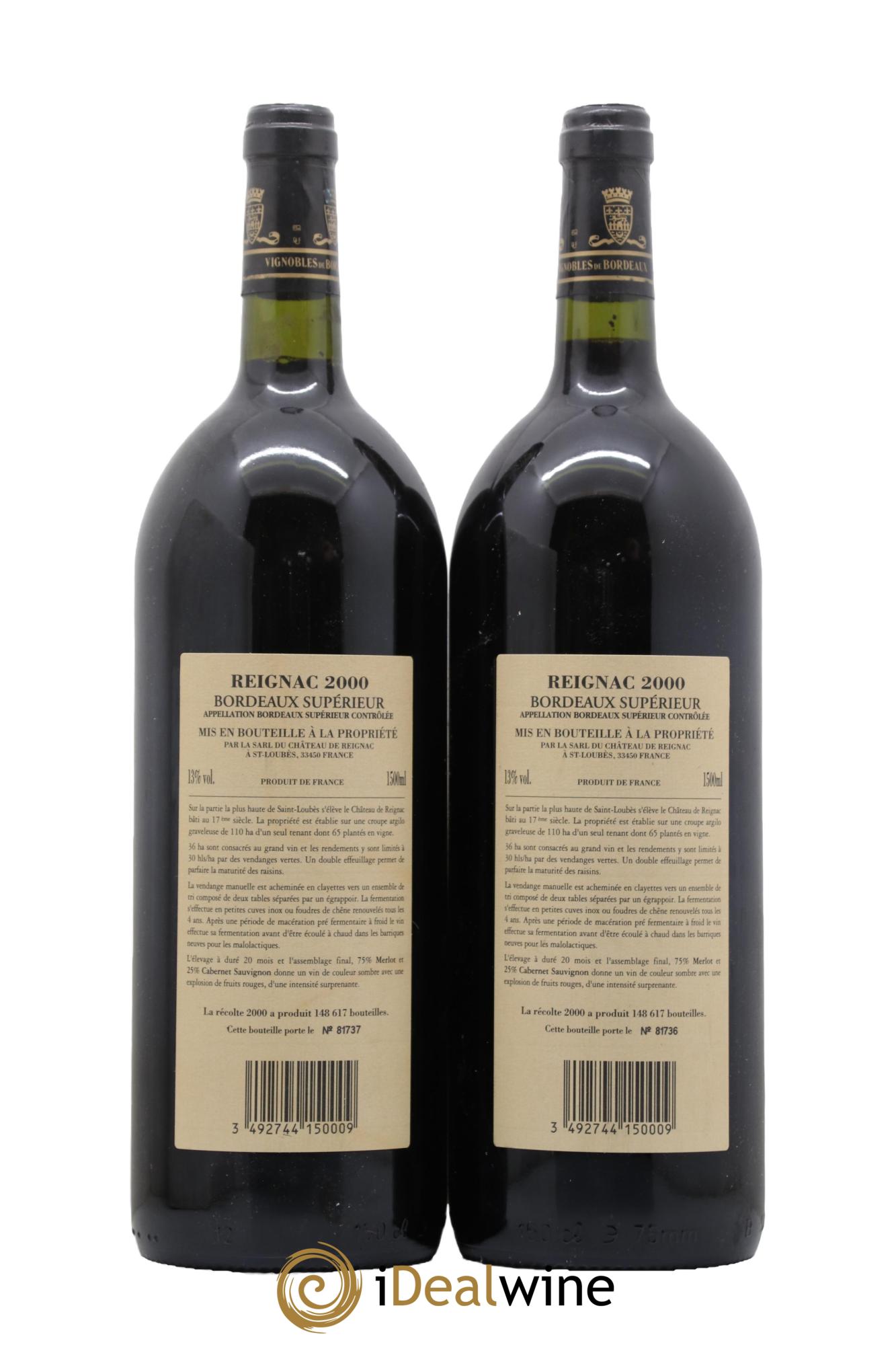 Grand vin de Reignac 2000 - Lotto di 2 magnum - 1