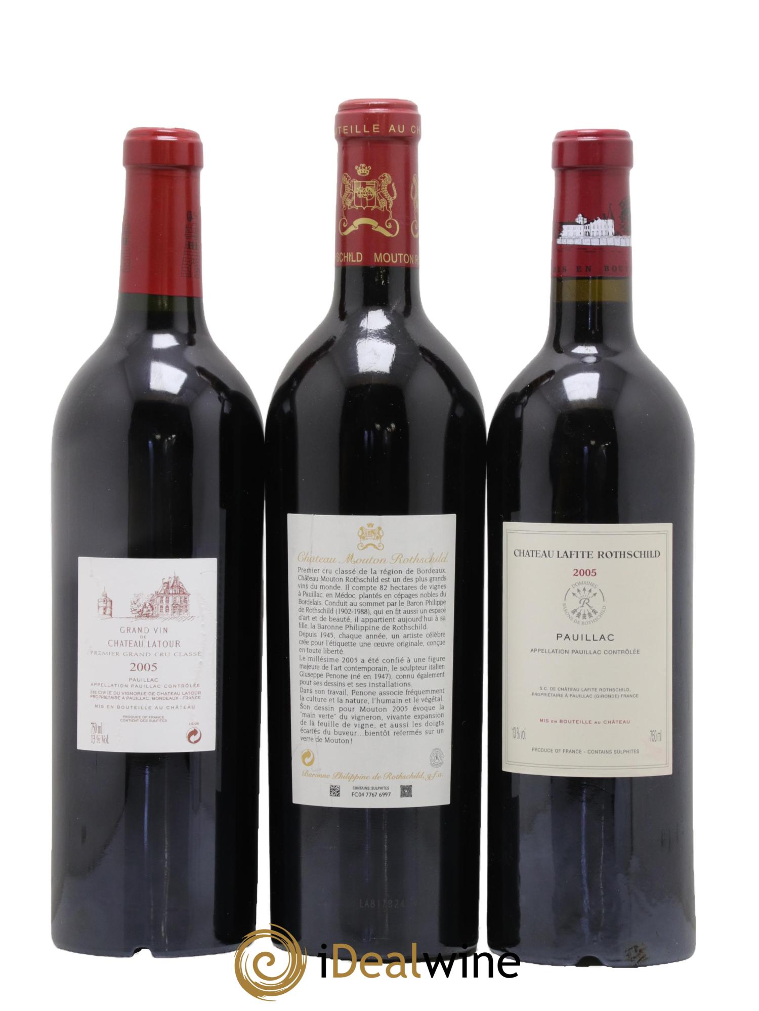 Caisse Duclot Petrus - Lafite Rothschild - Latour - Mouton Rothschild - Cheval Blanc - Margaux - Haut Brion - Mission Haut Brion - Yquem 2005 - Lot of 9 bottles - 4