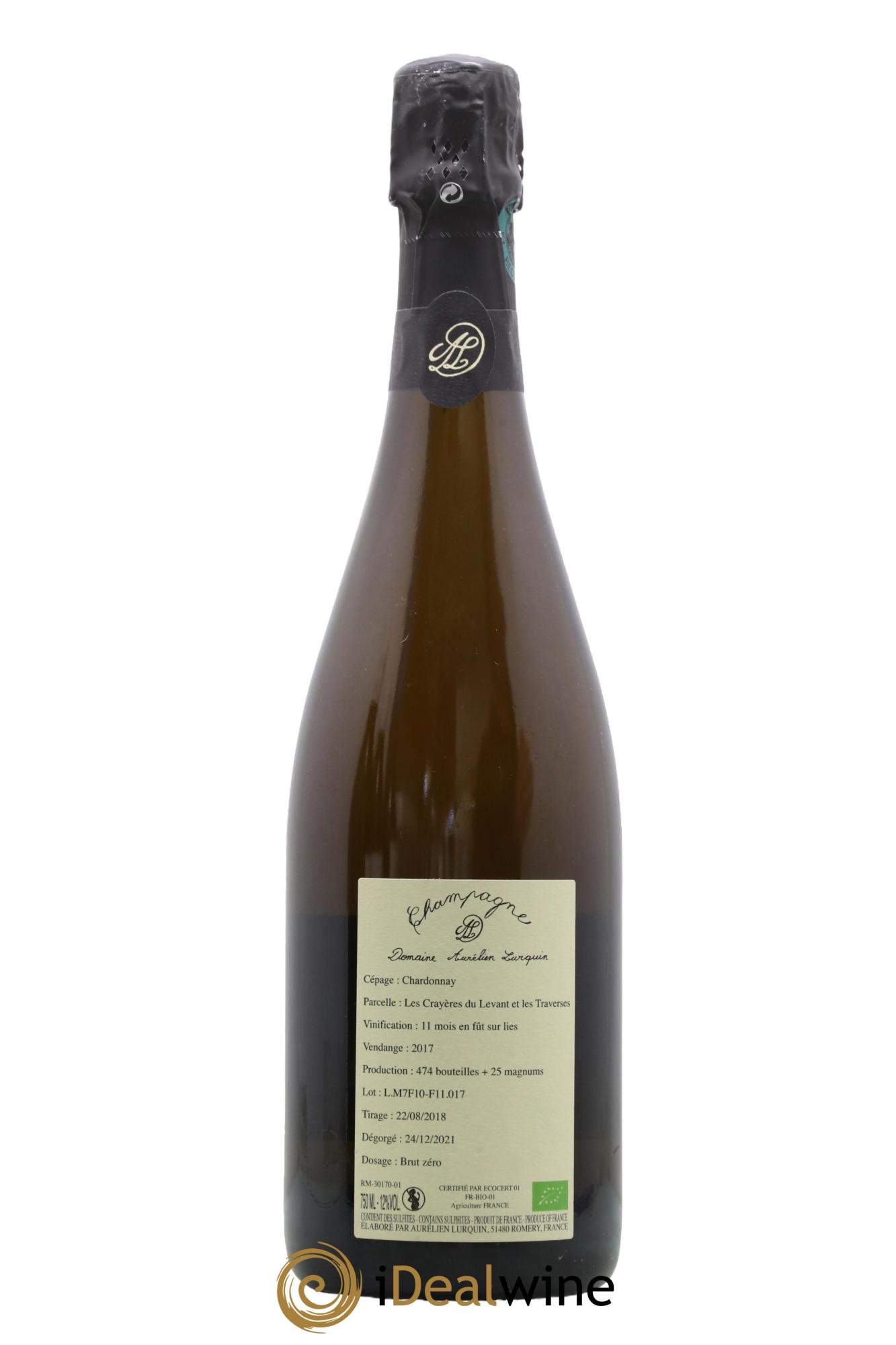 Champagne Les Crayeres du Levant et les Traverses Aurelien Lurquin 2017 - Lotto di 1 bottiglia - 1