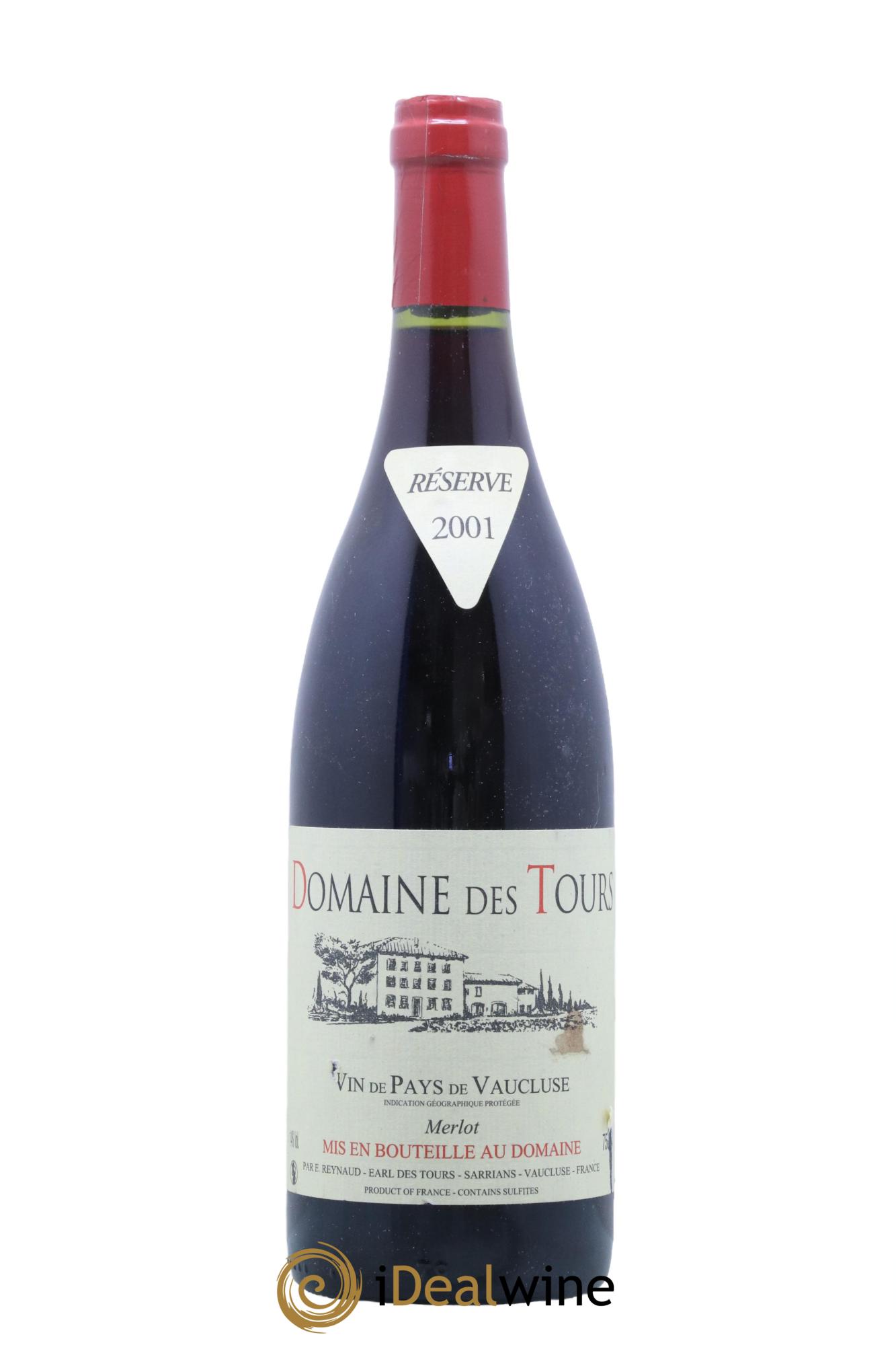 IGP Pays du Vaucluse (Vin de Pays du Vaucluse) Domaine des Tours Merlot Emmanuel Reynaud  2001 - Posten von 1 Flasche - 0