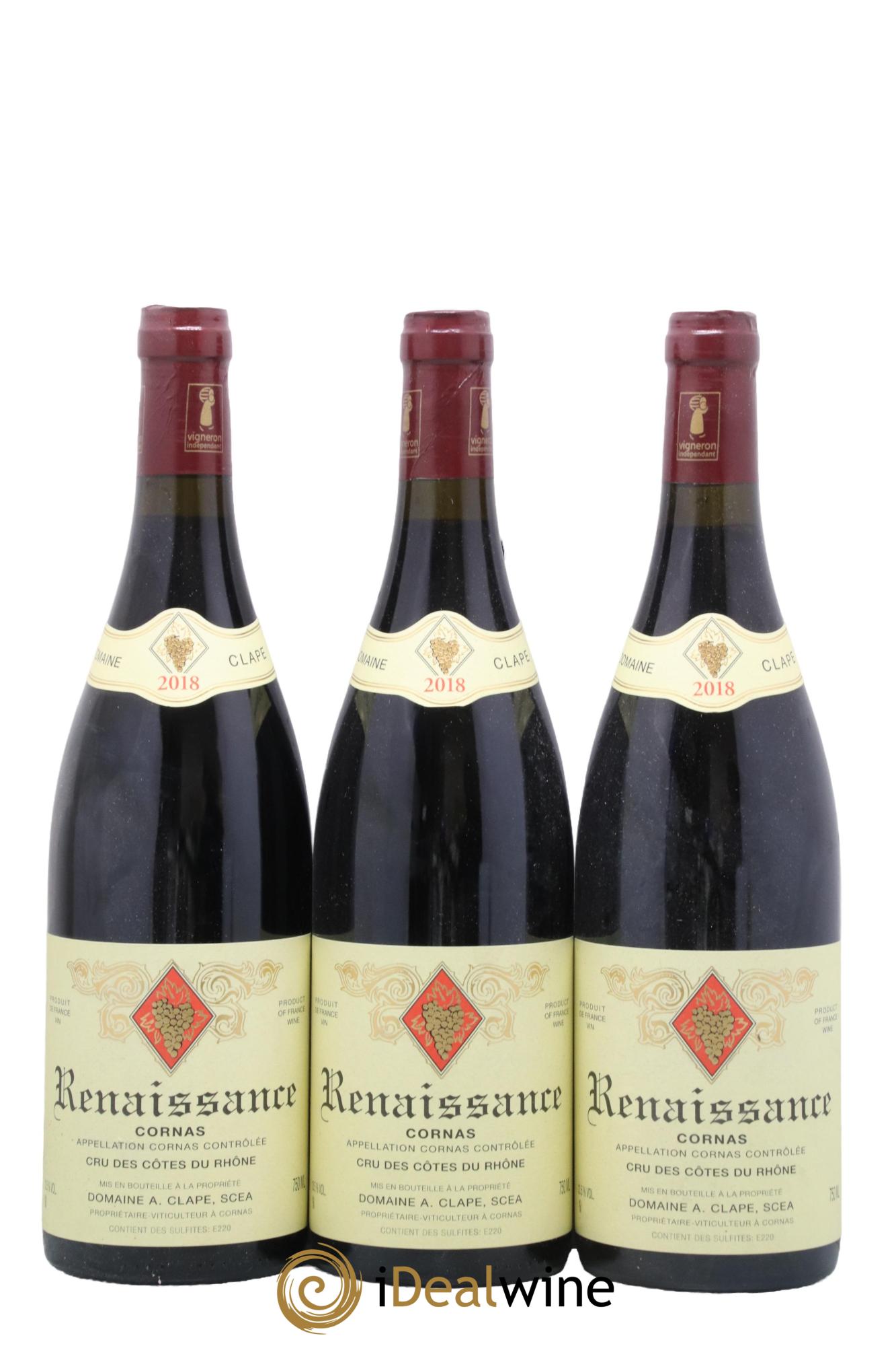 Cornas Renaissance Auguste Clape 2018 - Lot of 3 bottles - 0