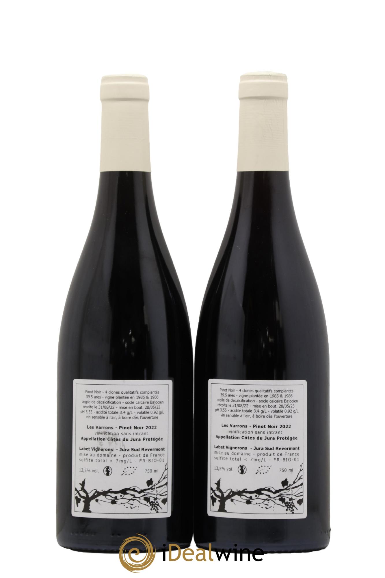 Côtes du Jura Pinot Noir Les Varrons Labet (Domaine)  2022 - Posten von 2 Flaschen - 1