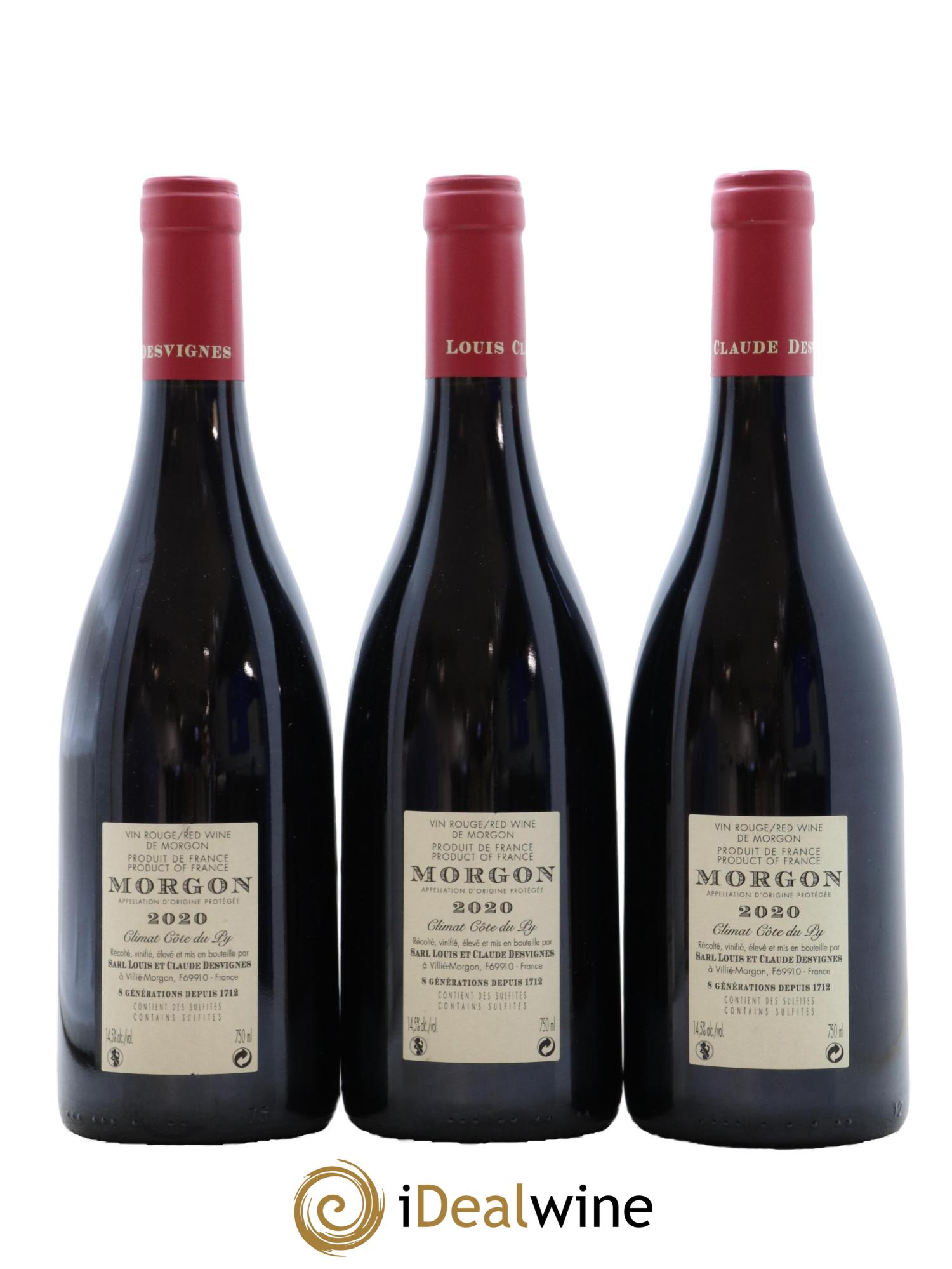 Morgon Côte du Py Louis-Claude Desvignes 2020 - Lot of 3 bottles - 1